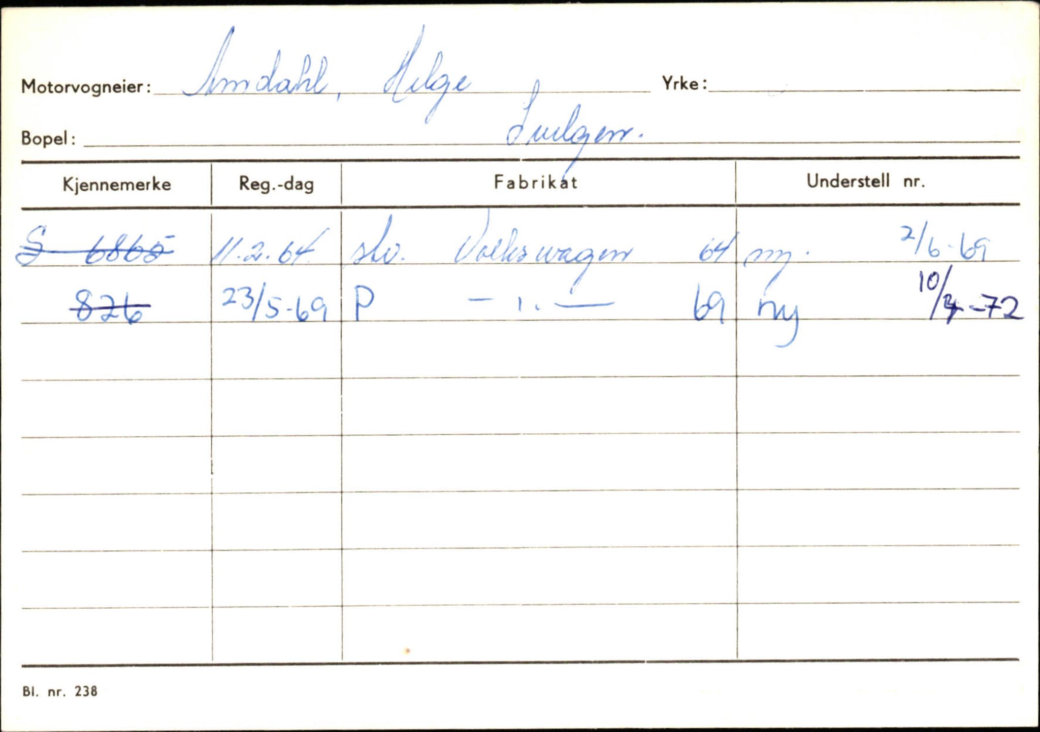 Statens vegvesen, Sogn og Fjordane vegkontor, AV/SAB-A-5301/4/F/L0133: Eigarregister Bremanger A-Å. Gaular A-H, 1945-1975, s. 5