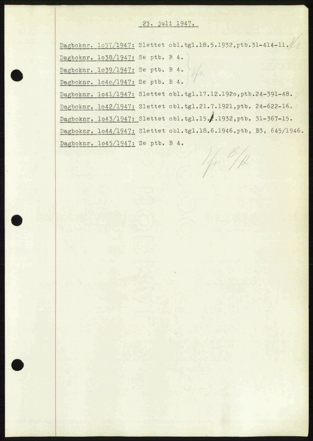 Nedenes sorenskriveri, AV/SAK-1221-0006/G/Gb/Gba/L0057: Pantebok nr. A9, 1947-1947, Dagboknr: 1037/1947