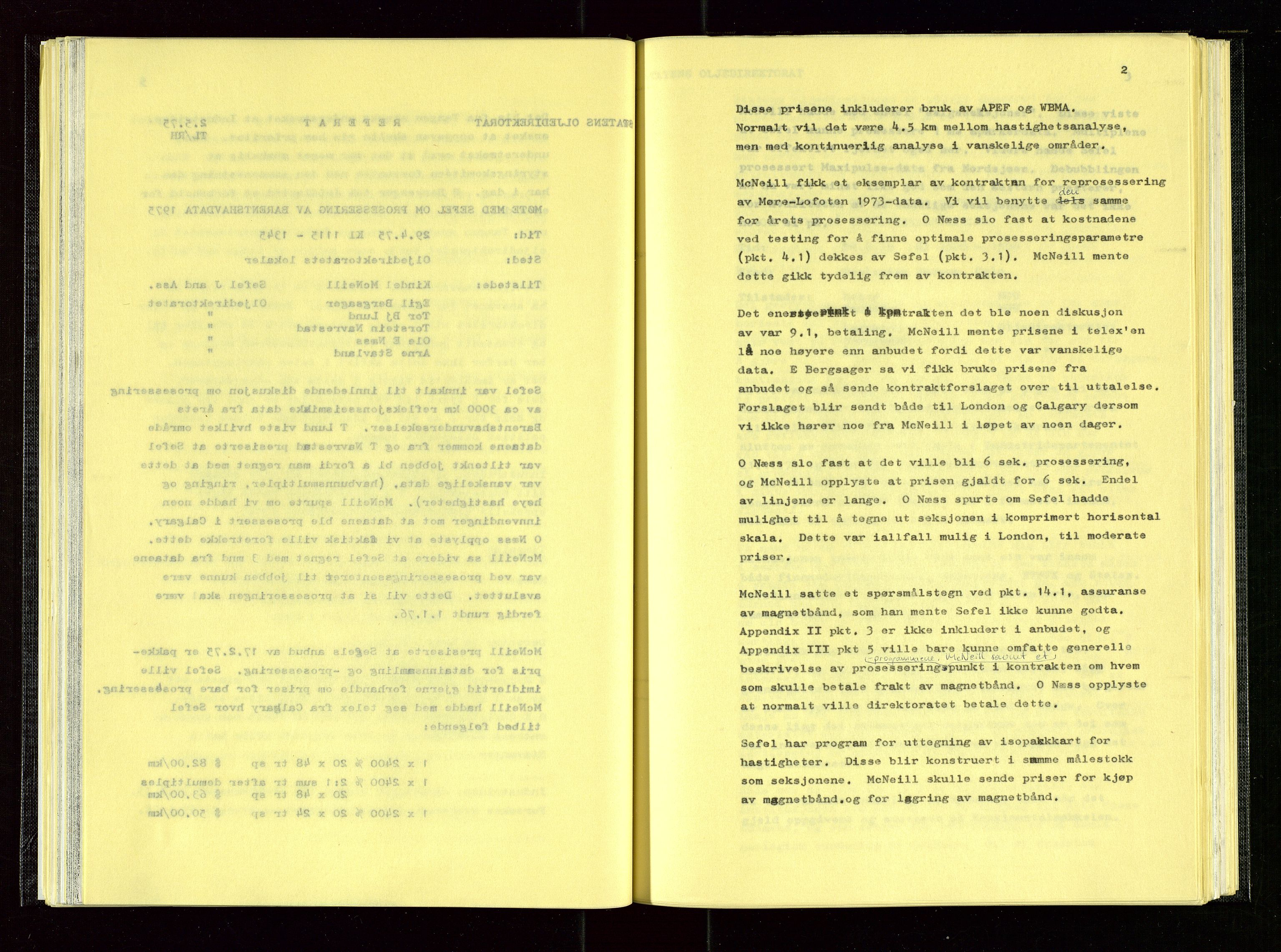 Oljedirektoratet, SAST/A-101366/Aa/L0004: Referatprotokoller, 1975