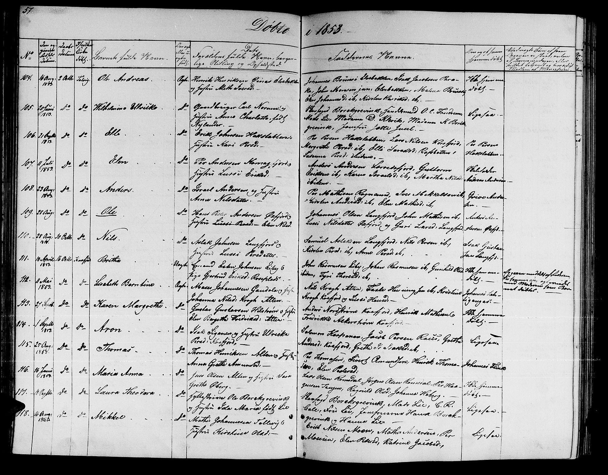 Talvik sokneprestkontor, AV/SATØ-S-1337/H/Hb/L0001klokker: Klokkerbok nr. 1, 1847-1863, s. 57