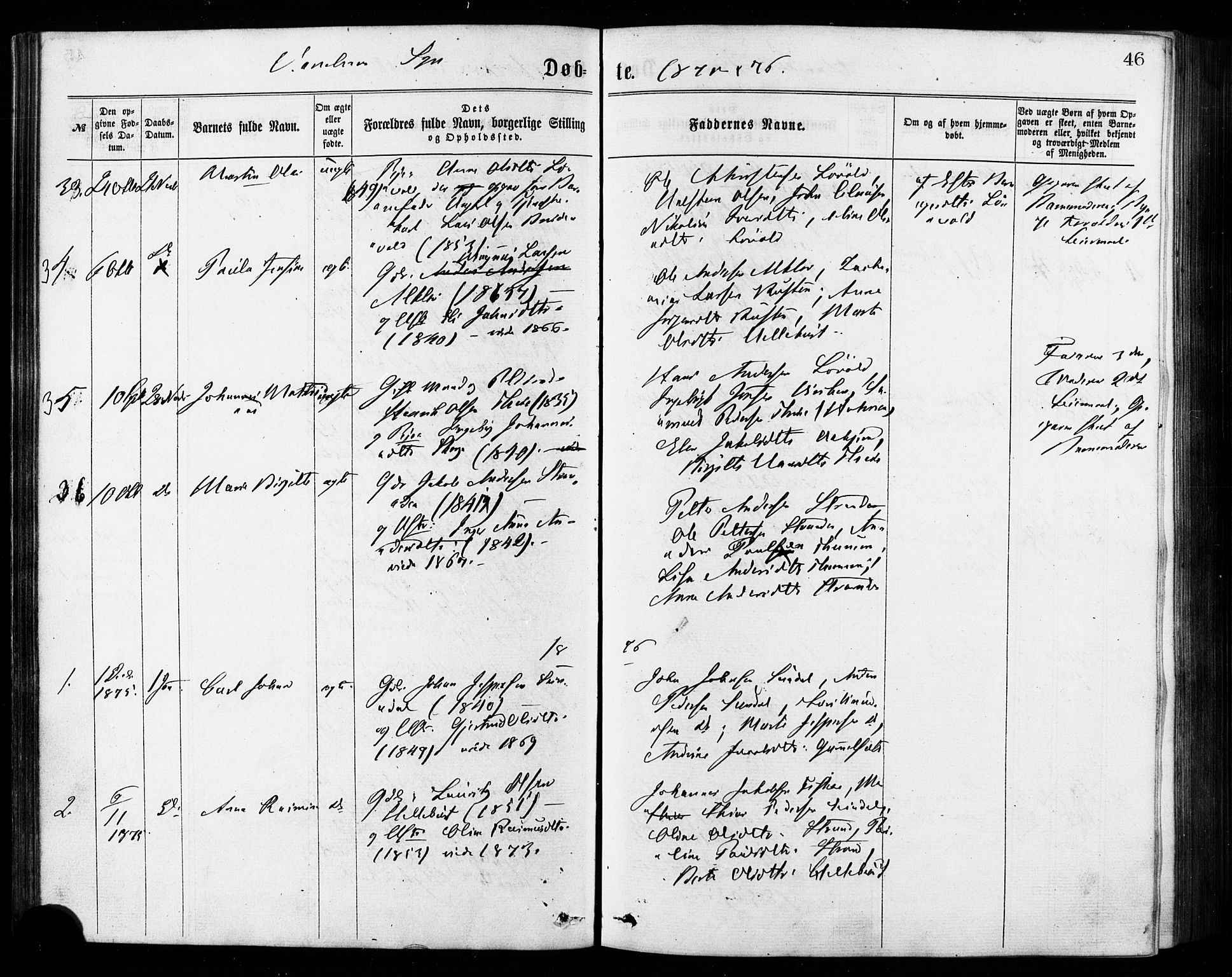 Ministerialprotokoller, klokkerbøker og fødselsregistre - Møre og Romsdal, SAT/A-1454/501/L0007: Ministerialbok nr. 501A07, 1868-1884, s. 46