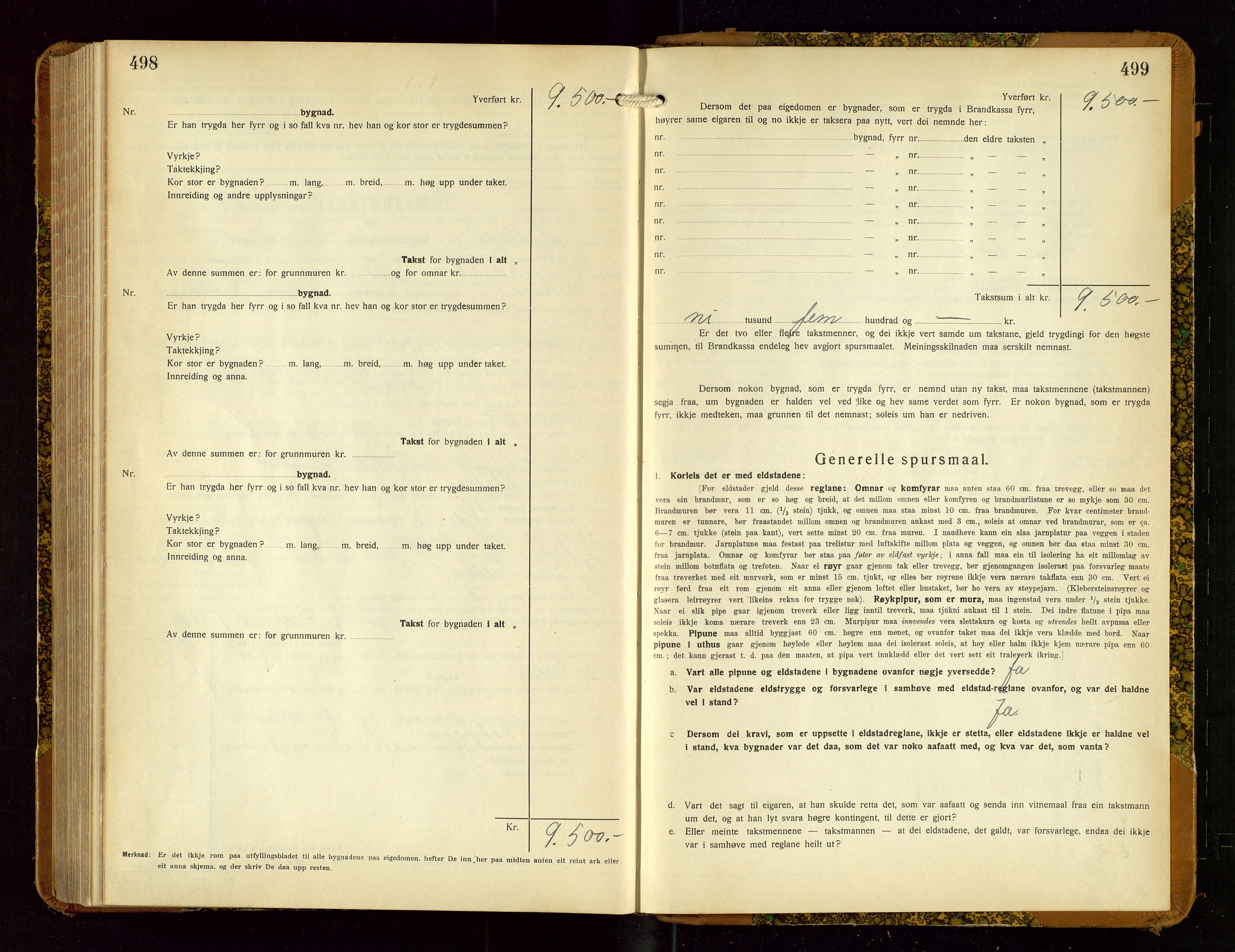 Hetland lensmannskontor, AV/SAST-A-100101/Gob/L0004: "Brandtakstbok", 1934-1936, s. 498-499