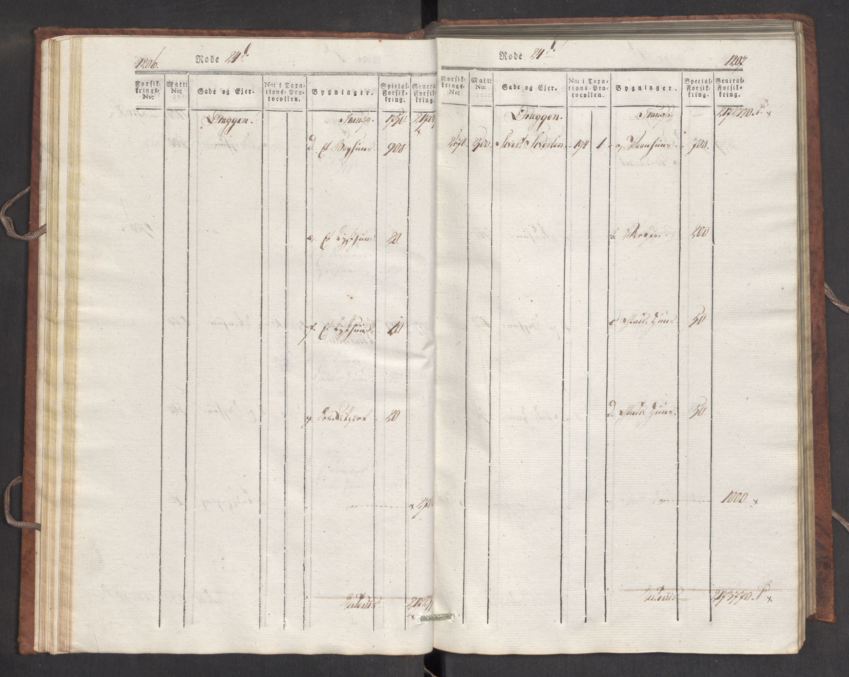 Kommersekollegiet, Brannforsikringskontoret 1767-1814, RA/EA-5458/F/Fa/L0007/0003: Bergen / Branntakstprotokoll, 1807-1817, s. 1206-1207