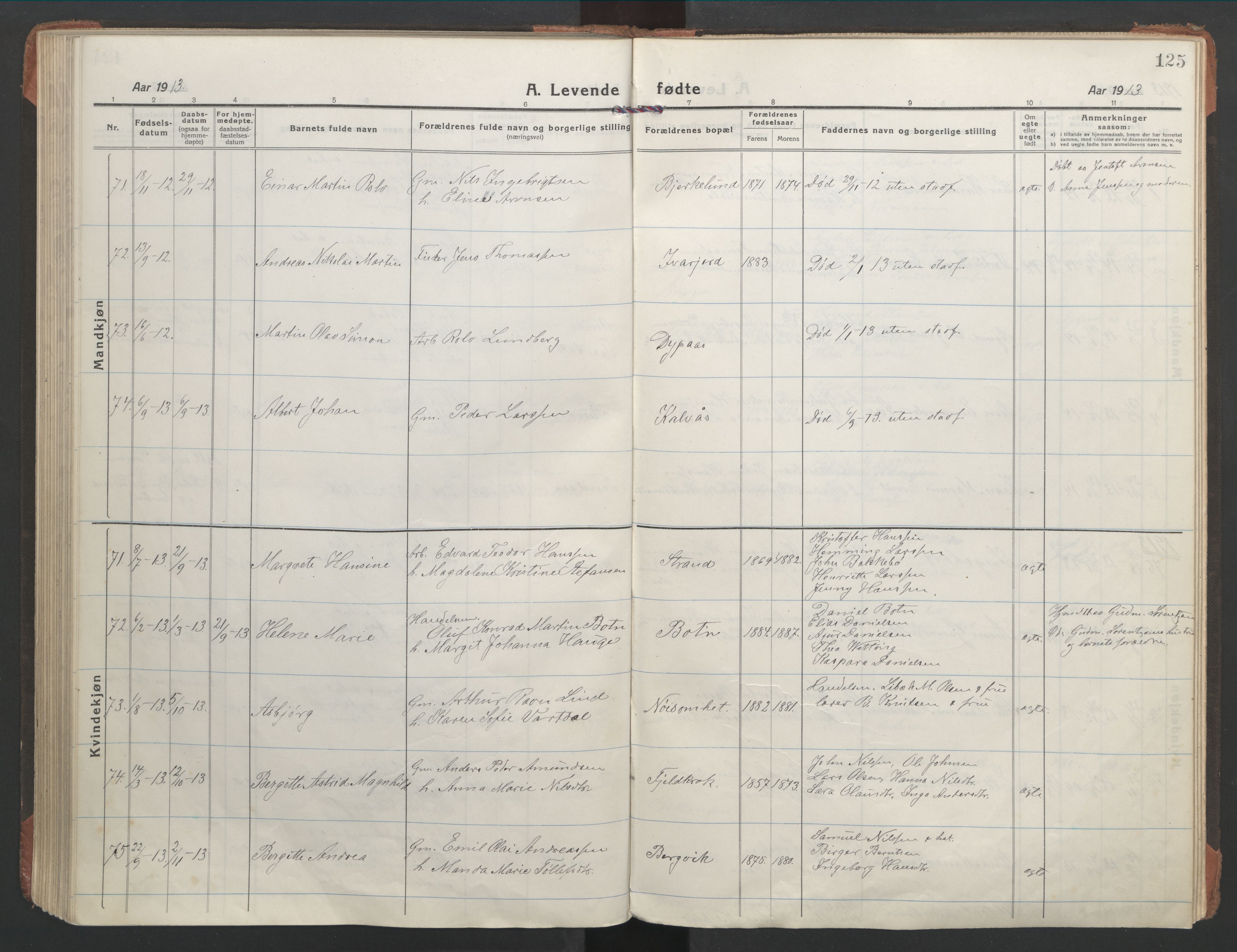 Ministerialprotokoller, klokkerbøker og fødselsregistre - Nordland, AV/SAT-A-1459/863/L0900: Ministerialbok nr. 863A12, 1906-1915, s. 125