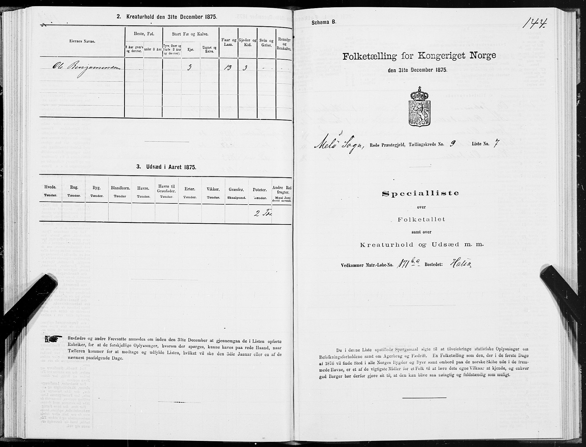 SAT, Folketelling 1875 for 1836P Rødøy prestegjeld, 1875, s. 4144