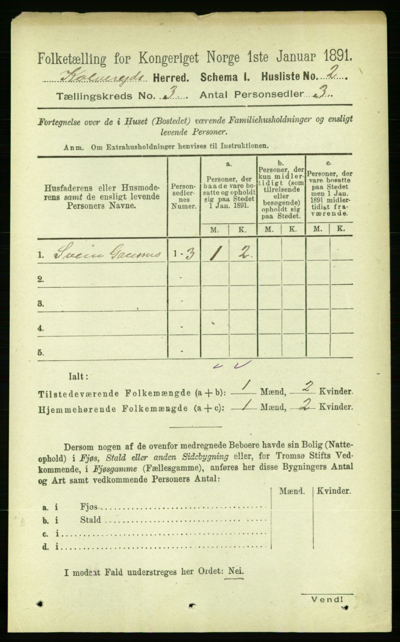 RA, Folketelling 1891 for 1752 Kolvereid herred, 1891, s. 805