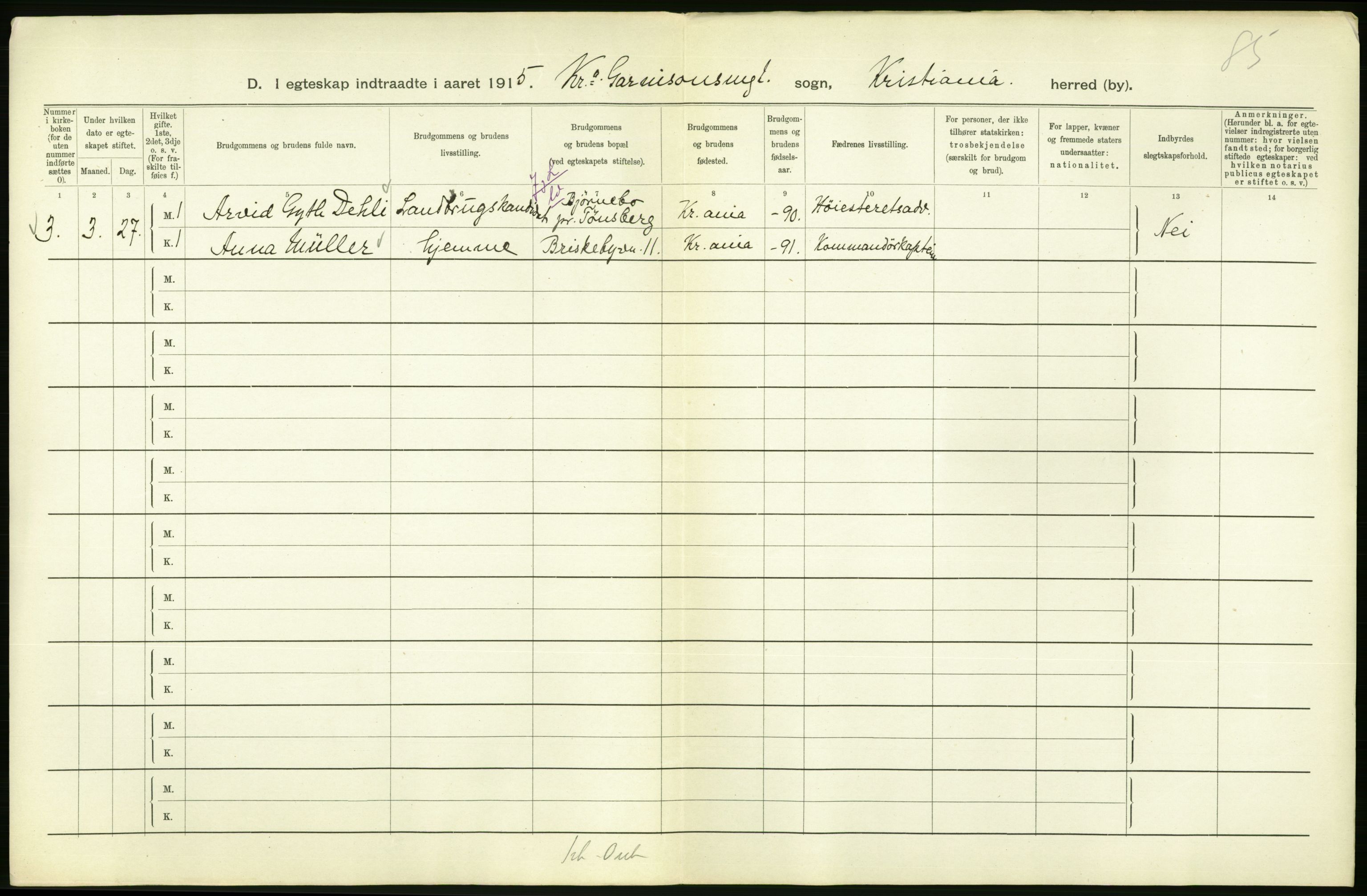 Statistisk sentralbyrå, Sosiodemografiske emner, Befolkning, RA/S-2228/D/Df/Dfb/Dfbe/L0008: Kristiania: Gifte., 1915, s. 650