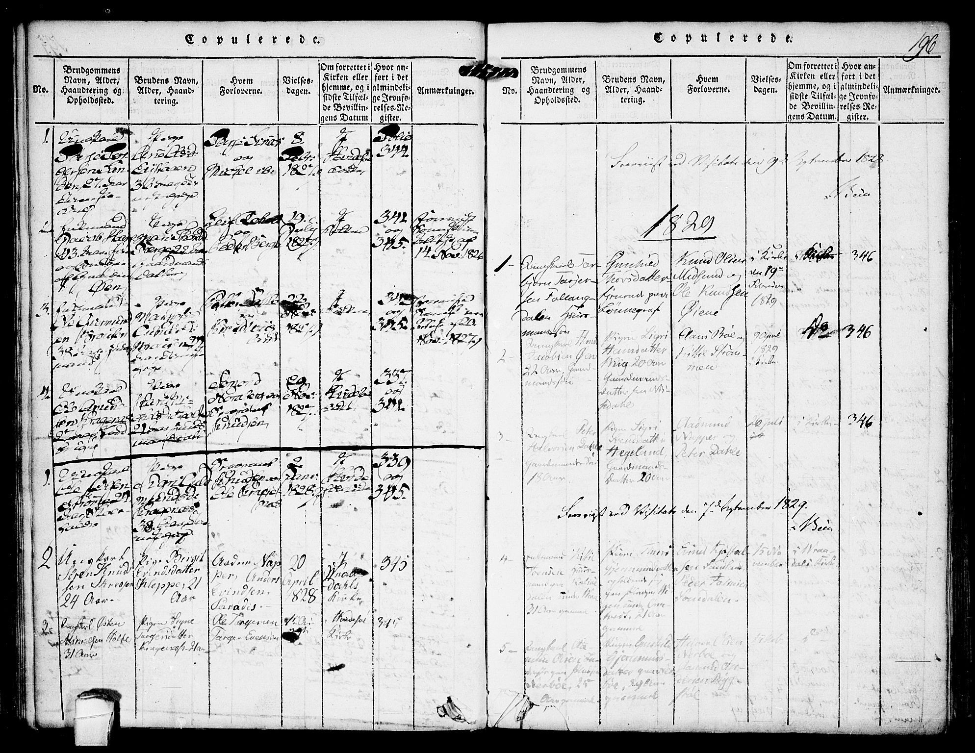 Kviteseid kirkebøker, AV/SAKO-A-276/F/Fc/L0001: Ministerialbok nr. III 1, 1815-1836, s. 196