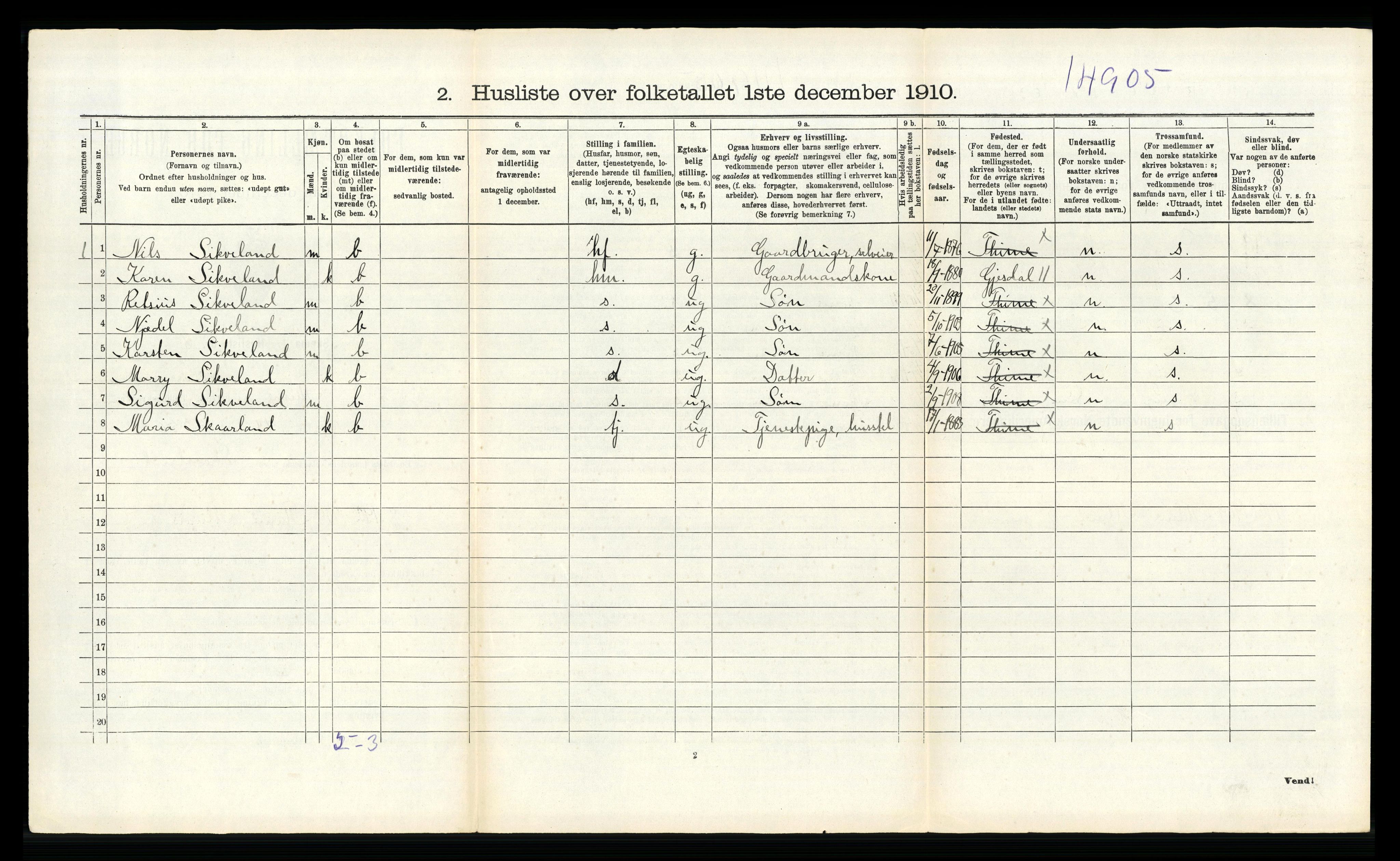 RA, Folketelling 1910 for 1121 Time herred, 1910, s. 1008