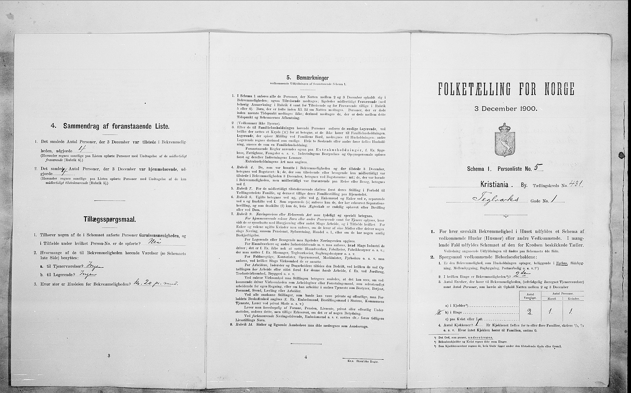 SAO, Folketelling 1900 for 0301 Kristiania kjøpstad, 1900, s. 96045