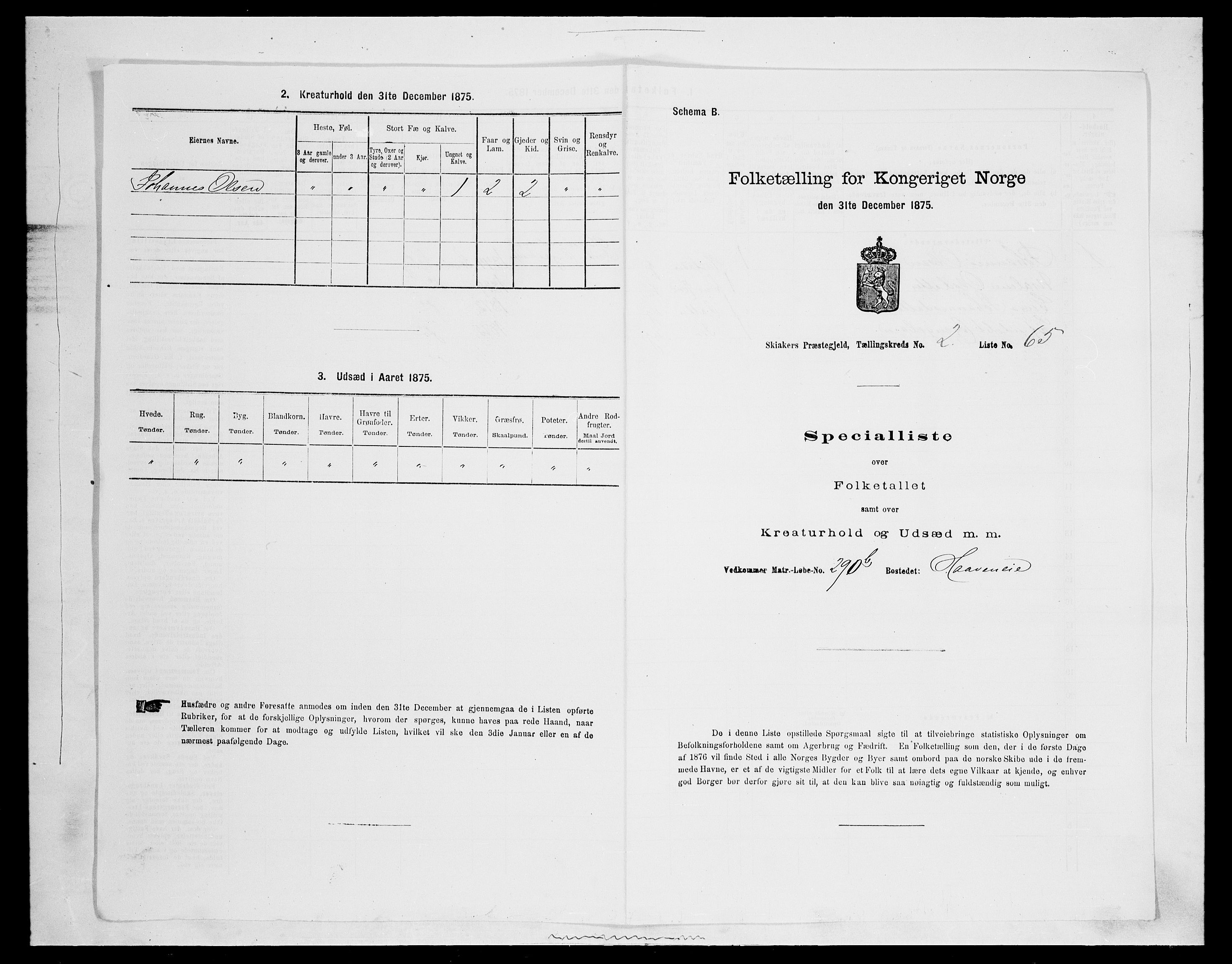 SAH, Folketelling 1875 for 0513P Skjåk prestegjeld, 1875, s. 292