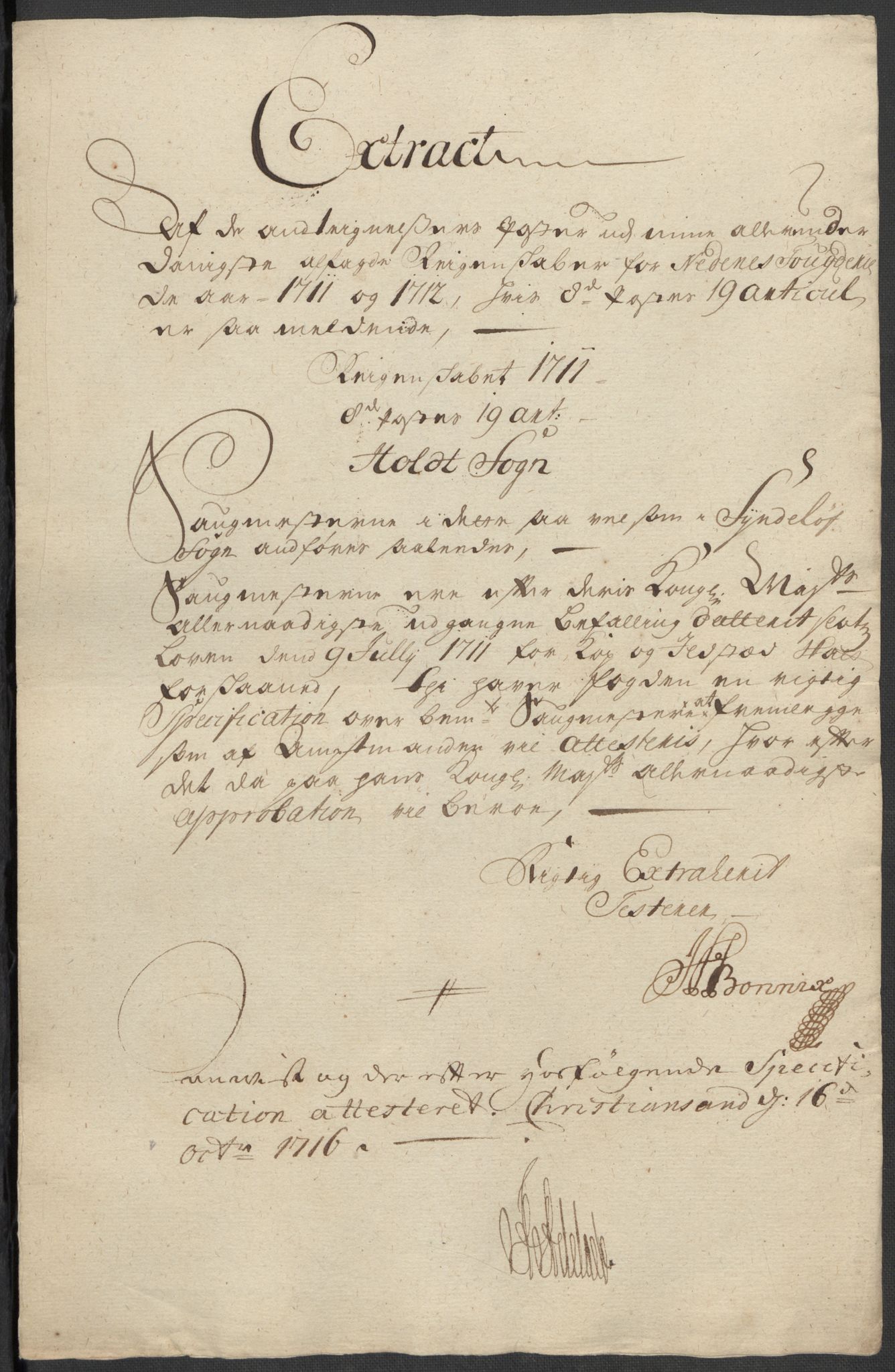 Rentekammeret inntil 1814, Reviderte regnskaper, Fogderegnskap, AV/RA-EA-4092/R39/L2320: Fogderegnskap Nedenes, 1712, s. 560