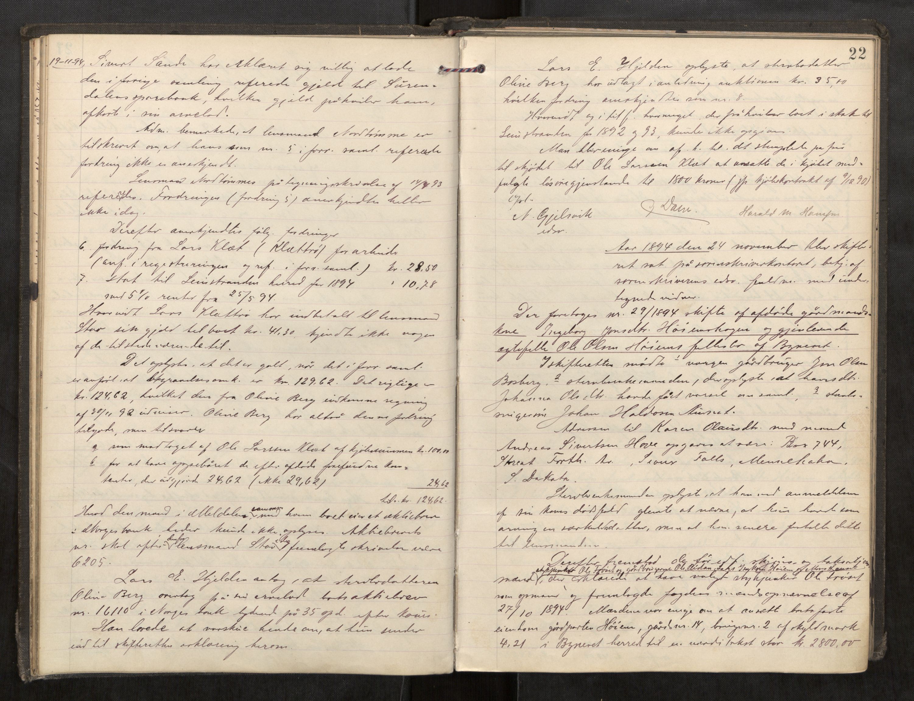 Strinda og Selbu sorenskriveri, AV/SAT-A-0015/3/3B/L0007: Skifteforhandlingsprot. 7 7, 1894-1899, s. 22