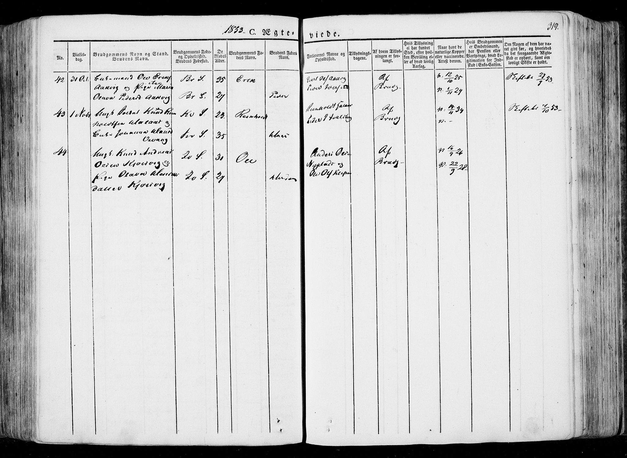 Ministerialprotokoller, klokkerbøker og fødselsregistre - Møre og Romsdal, SAT/A-1454/568/L0803: Ministerialbok nr. 568A10, 1830-1853, s. 319