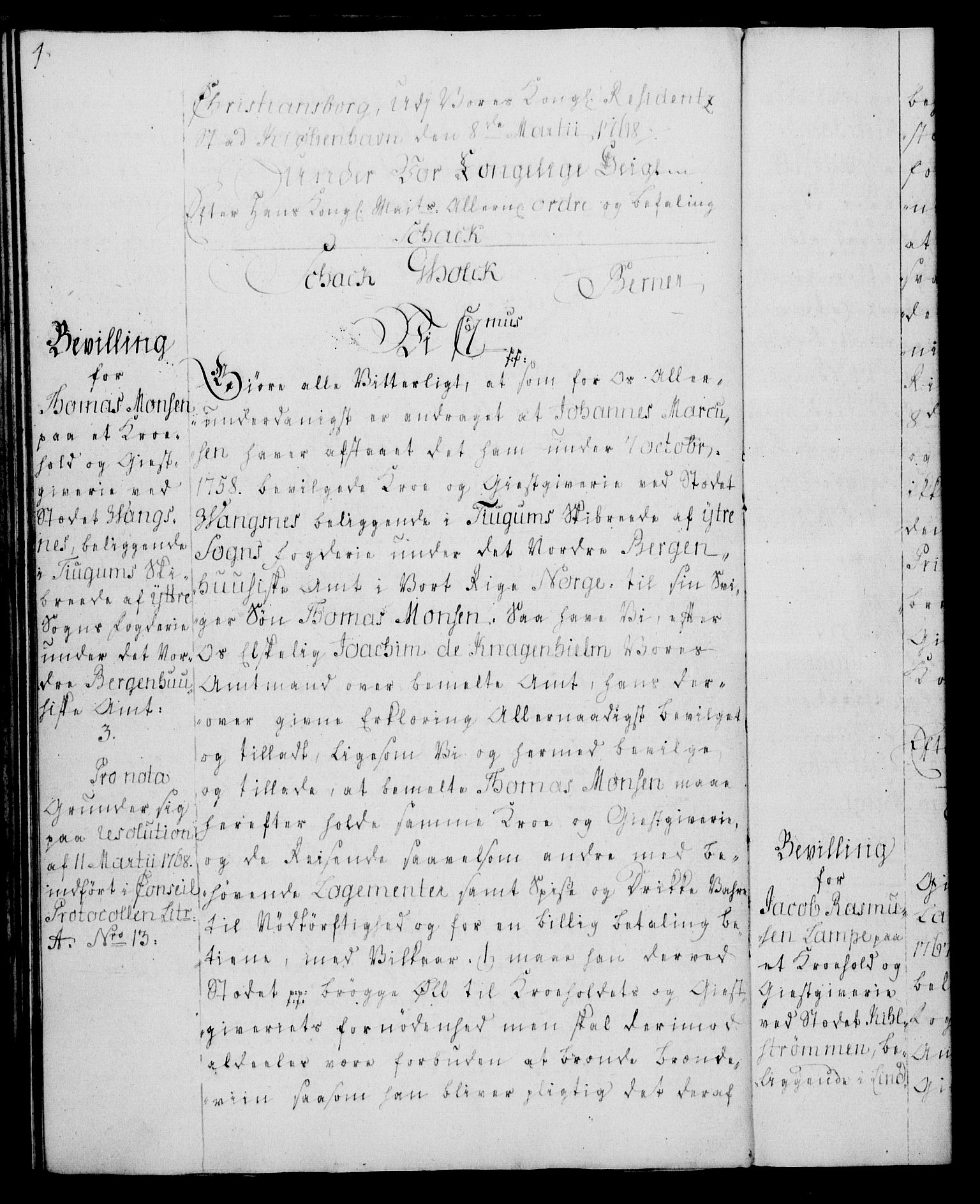 Rentekammeret, Kammerkanselliet, RA/EA-3111/G/Gg/Gga/L0008: Norsk ekspedisjonsprotokoll med register (merket RK 53.8), 1768-1771, s. 4