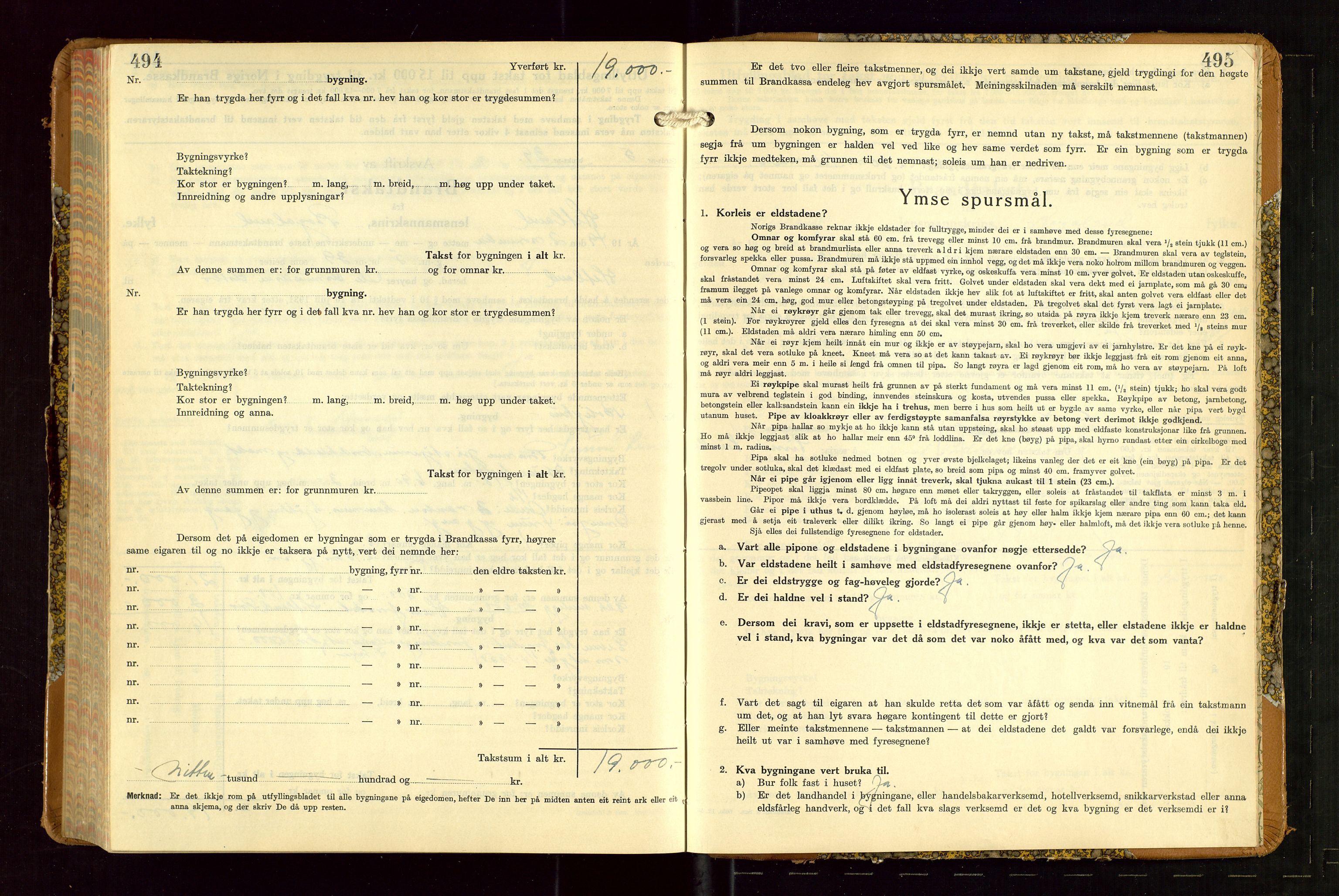 Hetland lensmannskontor, SAST/A-100101/Gob/L0007: "Brandtakstbok", 1939-1949, s. 494-495