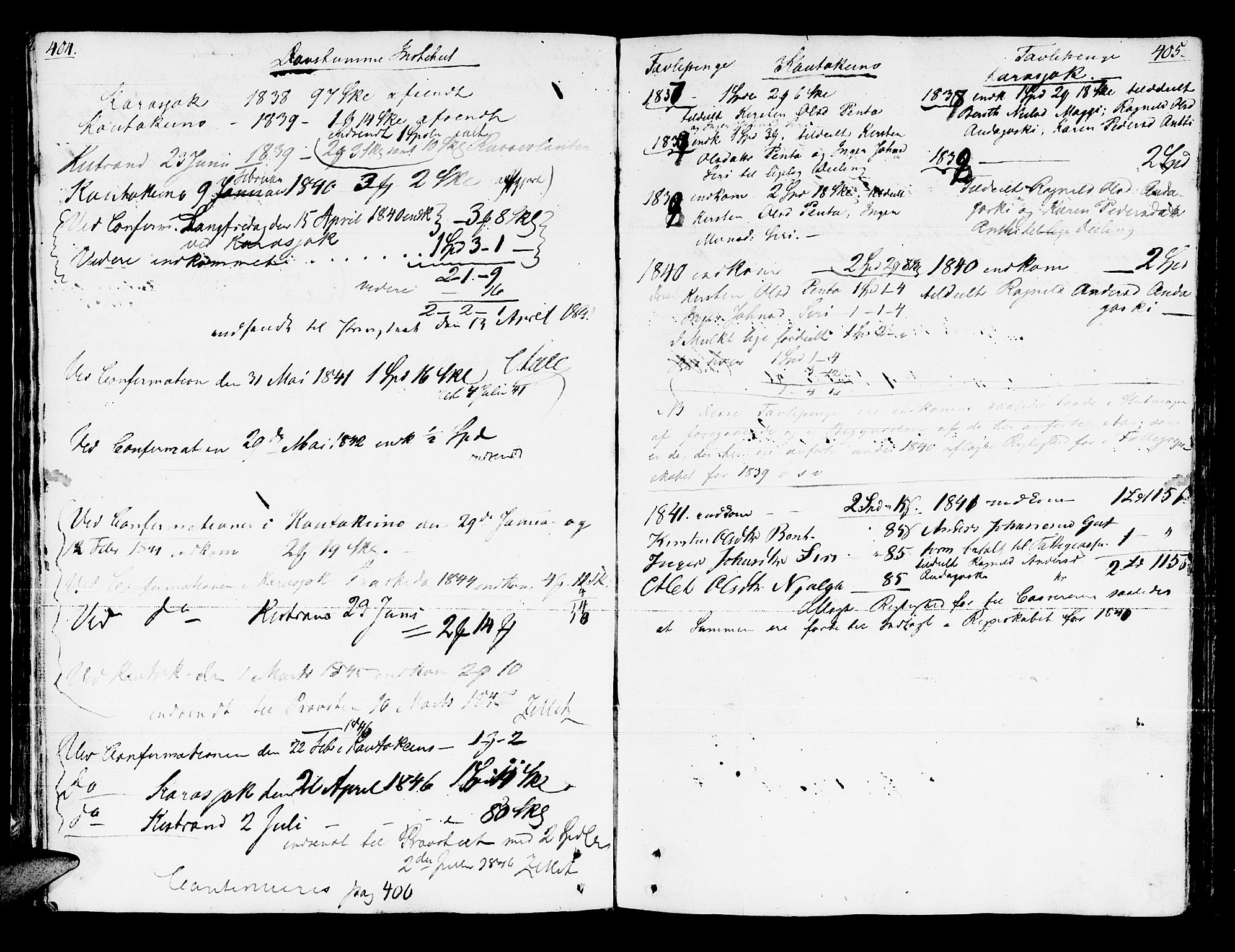Kistrand/Porsanger sokneprestembete, AV/SATØ-S-1351/H/Ha/L0009.kirke: Ministerialbok nr. 9, 1805-1821, s. 404-405