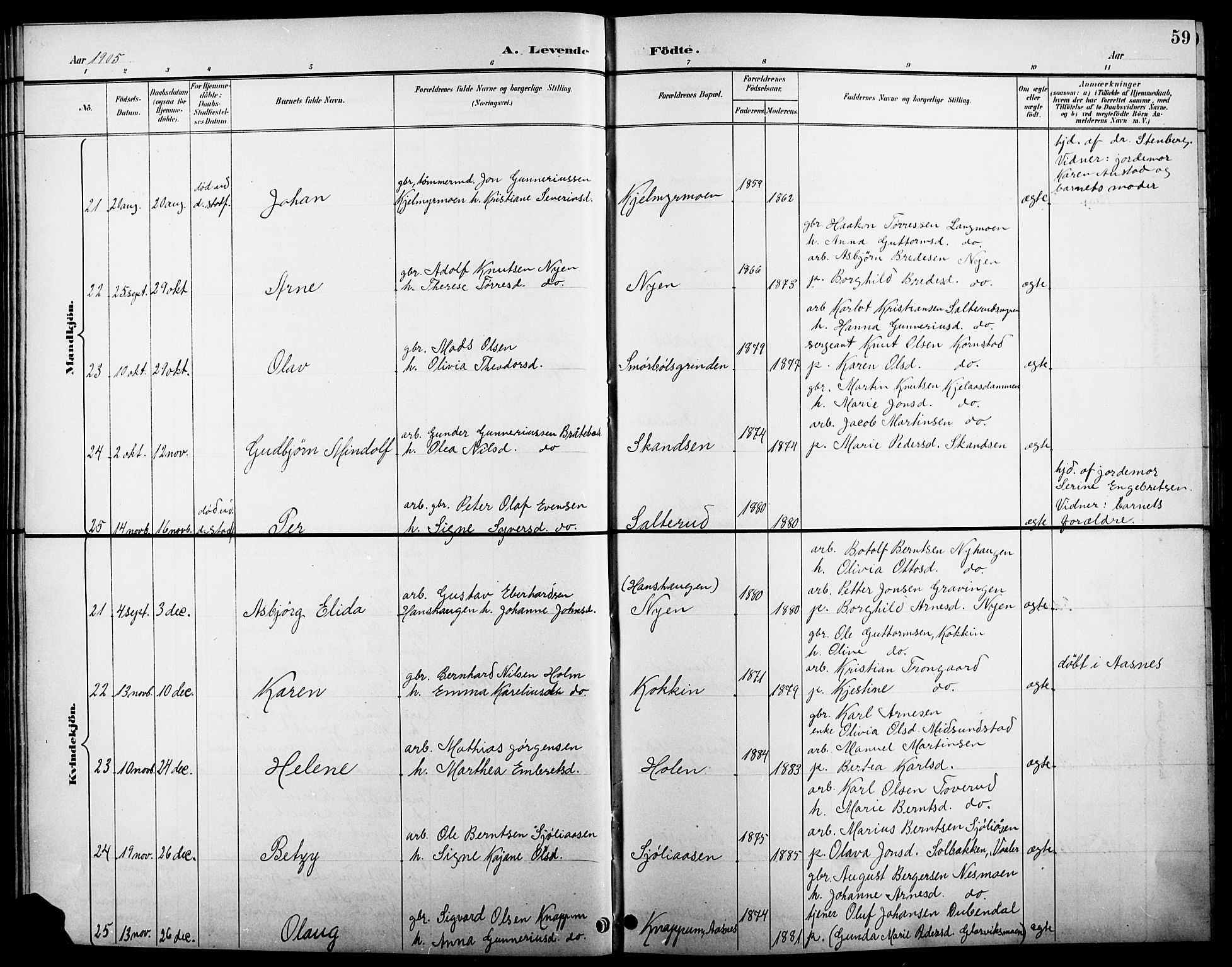Åsnes prestekontor, AV/SAH-PREST-042/H/Ha/Hab/L0005: Klokkerbok nr. 5, 1895-1920, s. 59