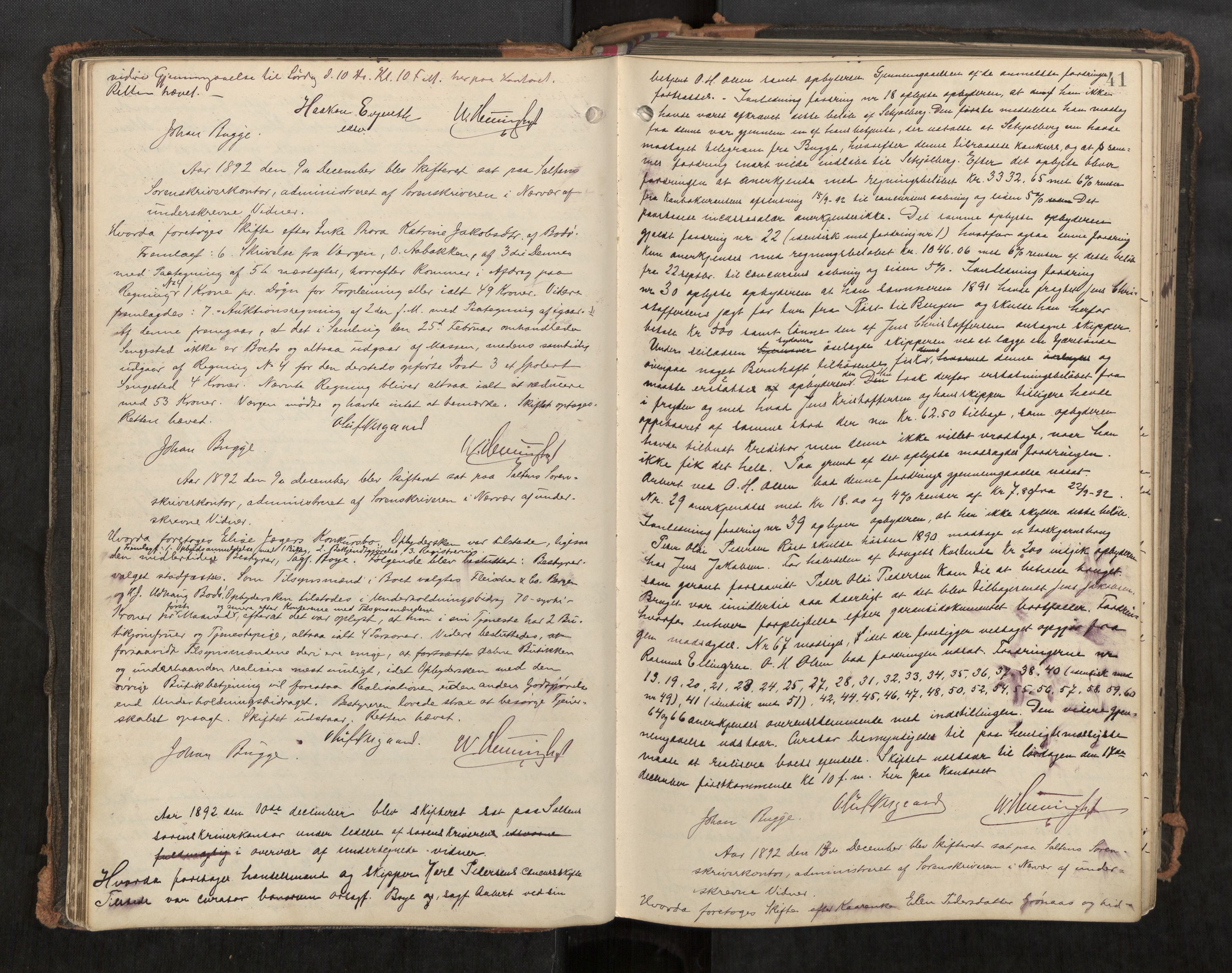 Salten sorenskriveri, AV/SAT-A-4578/1/3/3B/L0009: Skiftebehandlingsprotokoll, 1891-1900, s. 41