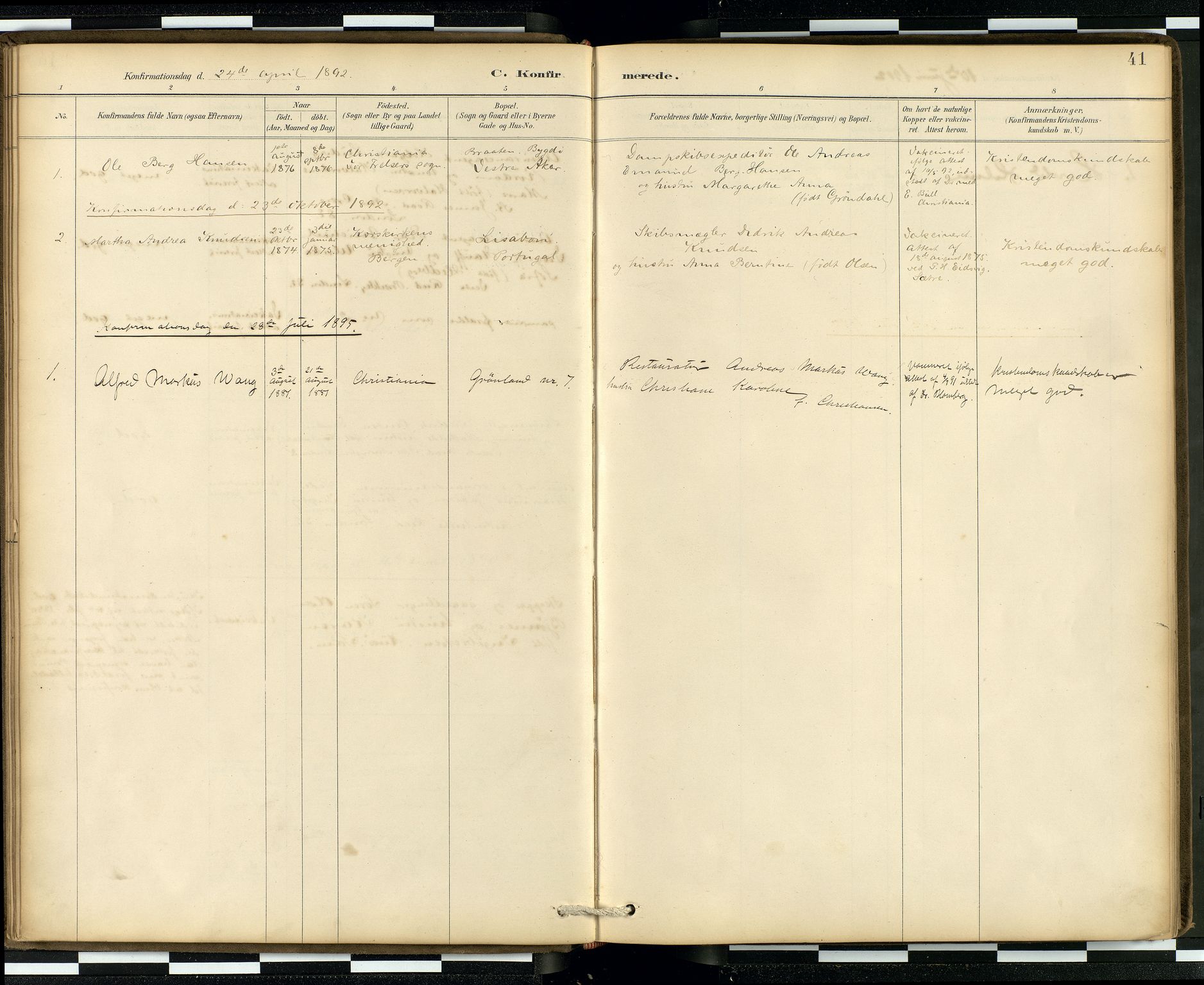 Den norske sjømannsmisjon i utlandet/London m/bistasjoner, SAB/SAB/PA-0103/H/Ha/L0002: Ministerialbok nr. A 2, 1887-1903, s. 40b-41a
