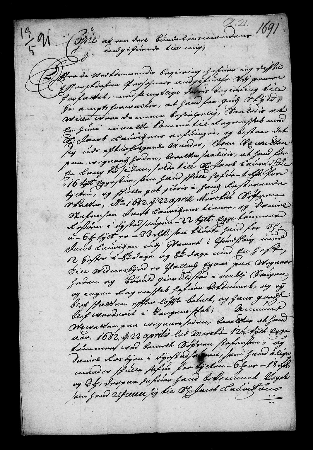 Stattholderembetet 1572-1771, RA/EA-2870/Af/L0004: Avskrifter av vedlegg til originale supplikker, nummerert i samsvar med supplikkbøkene, 1691-1694, s. 78