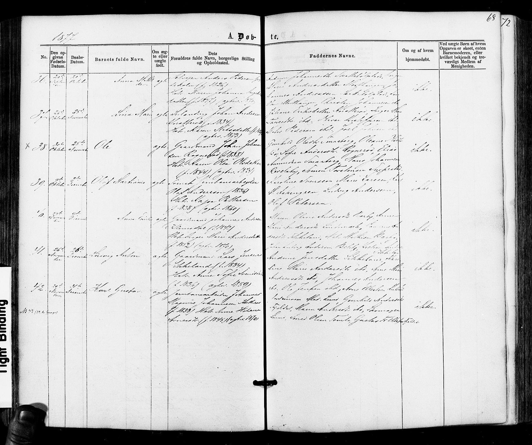 Varteig prestekontor Kirkebøker, AV/SAO-A-10447a/F/Fa/L0001: Ministerialbok nr. 1, 1861-1877, s. 68
