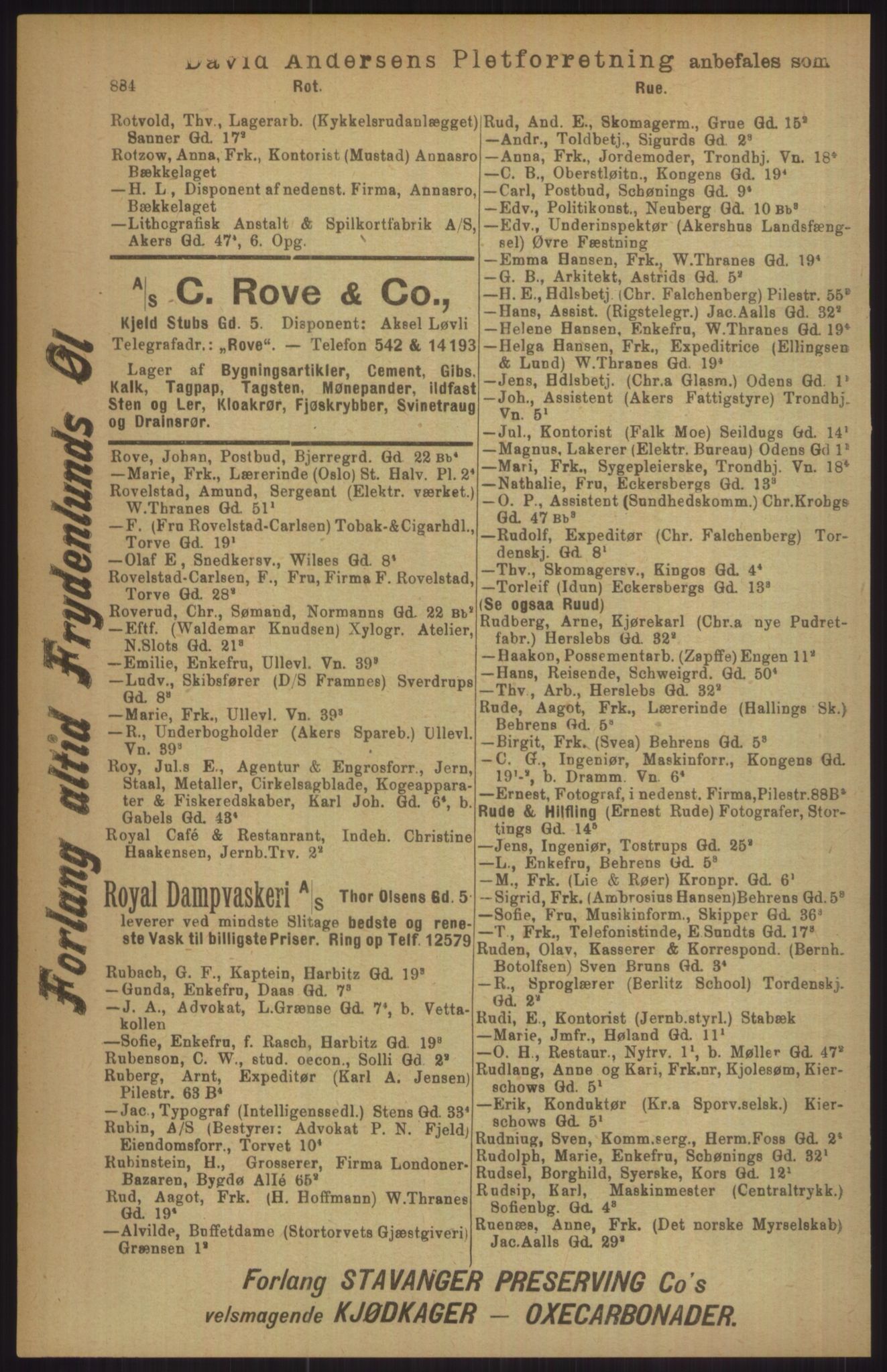 Kristiania/Oslo adressebok, PUBL/-, 1911, s. 884