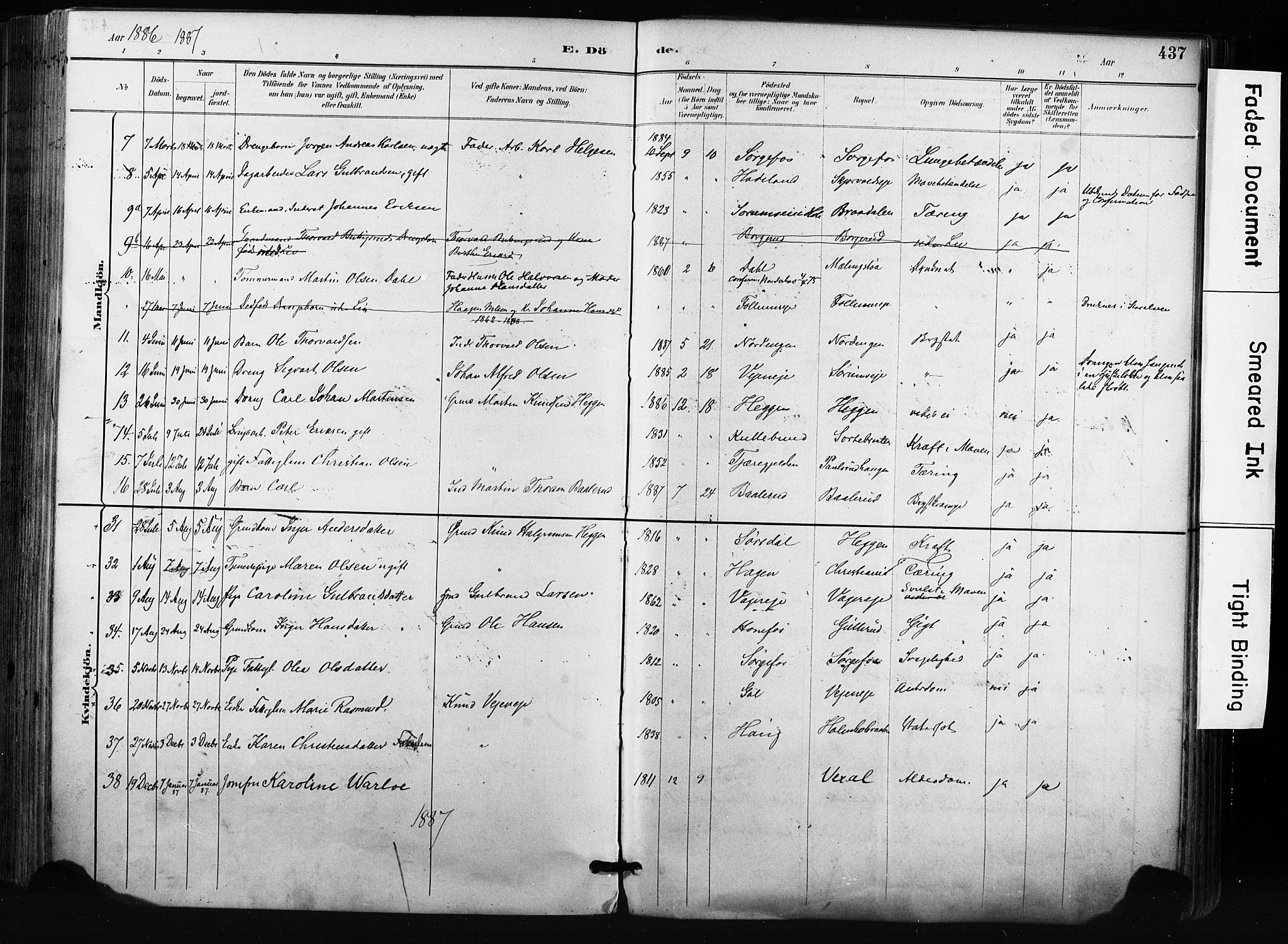 Norderhov kirkebøker, AV/SAKO-A-237/F/Fa/L0016: Ministerialbok nr. 16, 1885-1902, s. 437