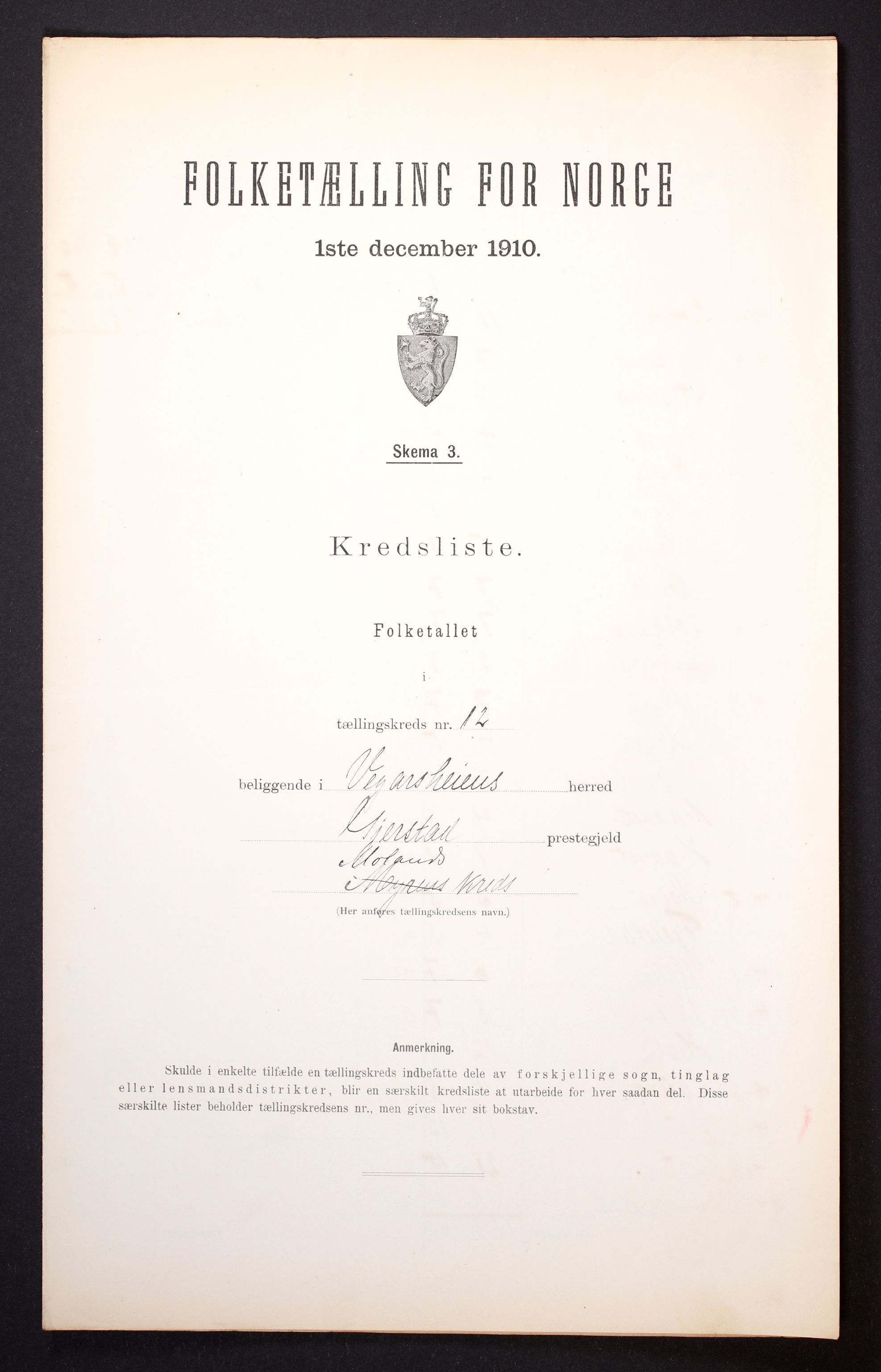RA, Folketelling 1910 for 0912 Vegårshei herred, 1910, s. 37
