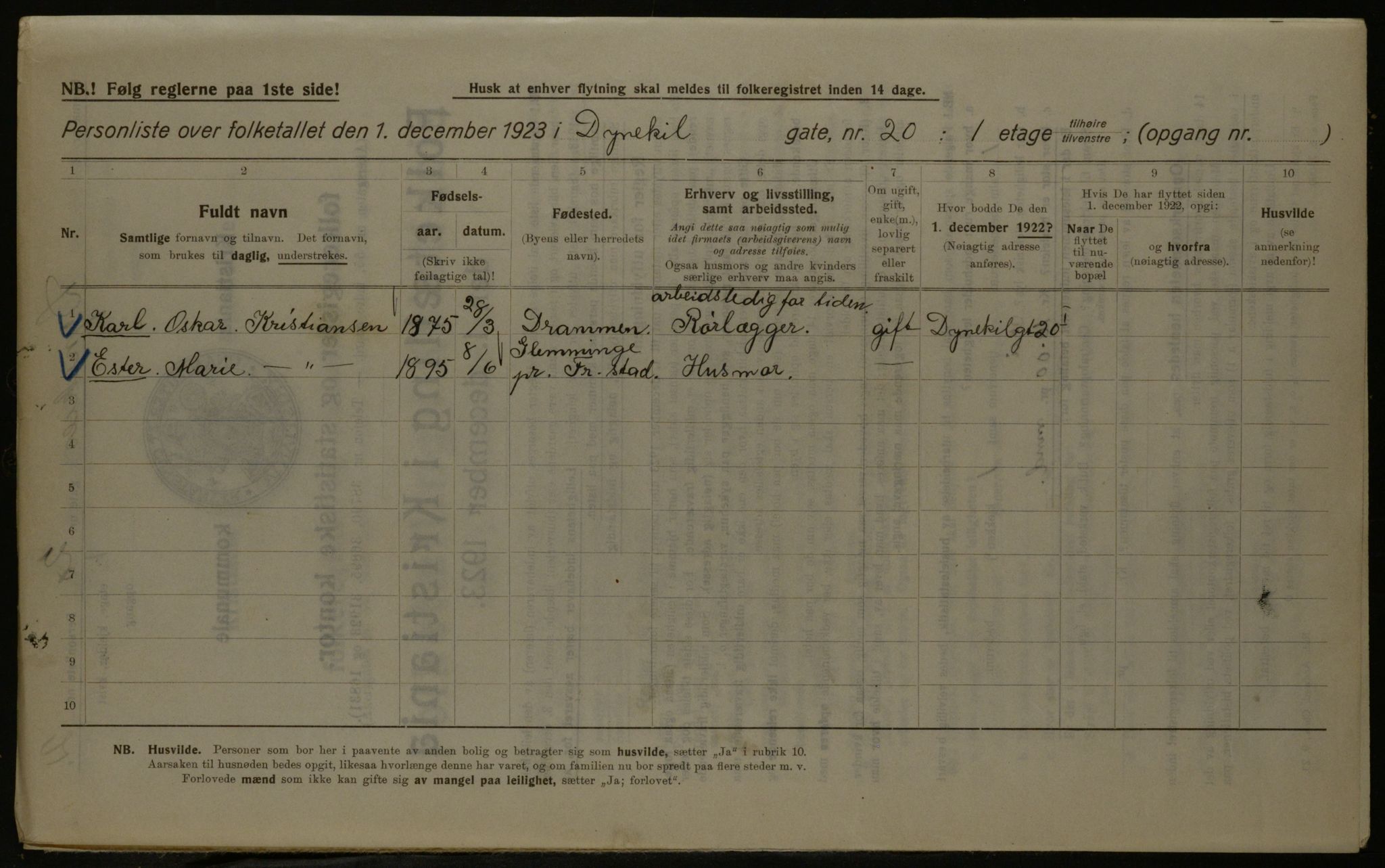 OBA, Kommunal folketelling 1.12.1923 for Kristiania, 1923, s. 19661