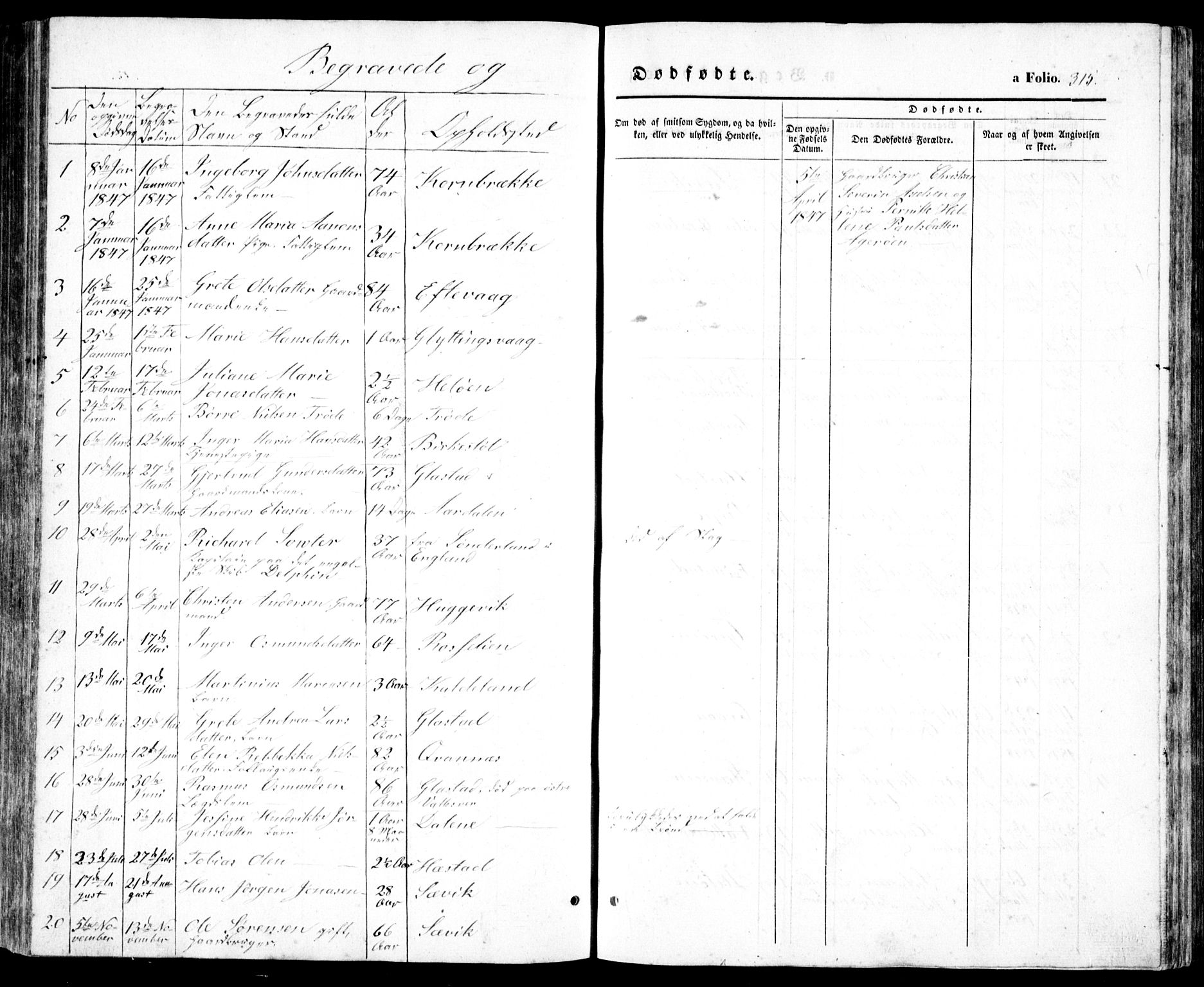 Høvåg sokneprestkontor, SAK/1111-0025/F/Fb/L0002: Klokkerbok nr. B 2, 1847-1869, s. 315