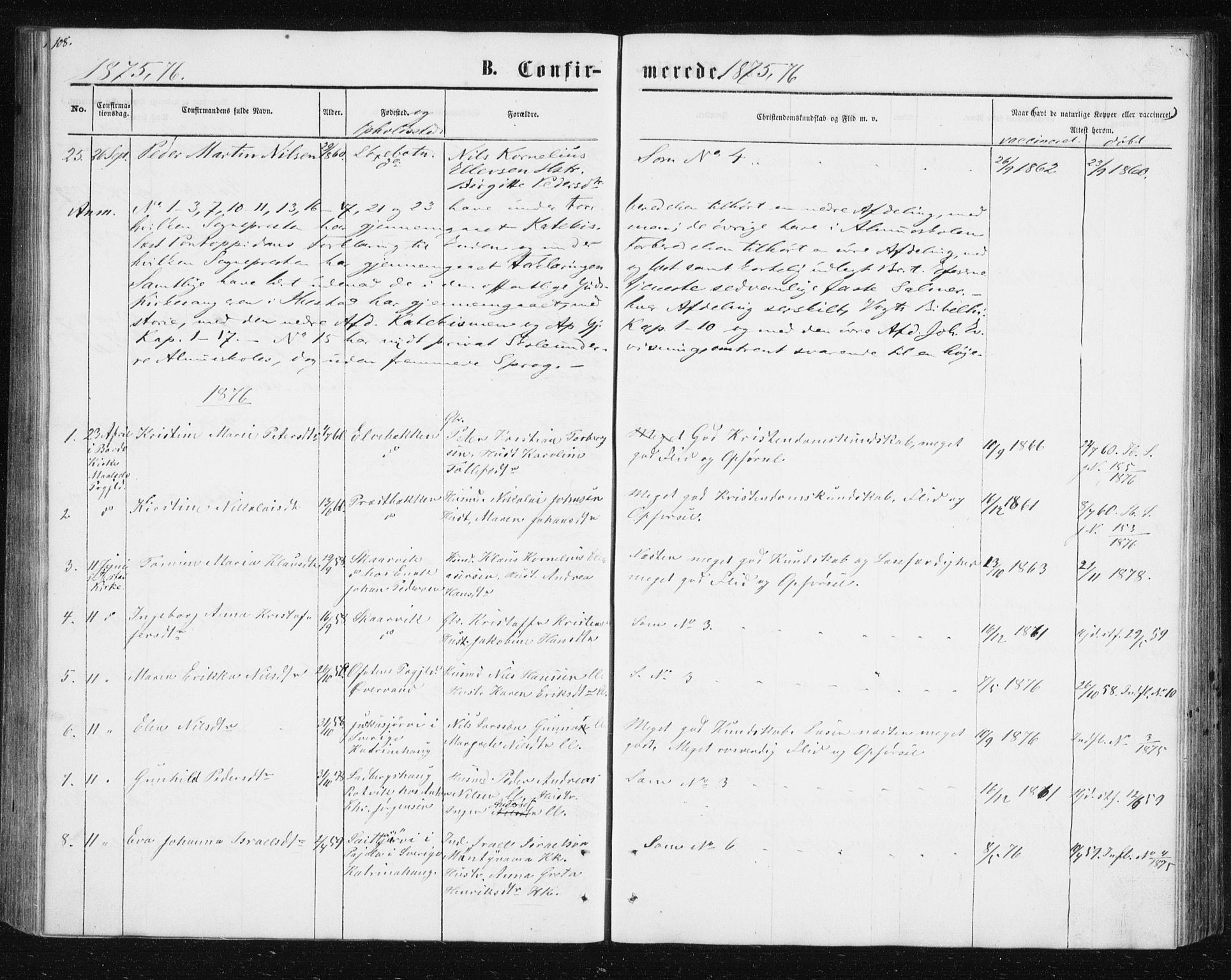 Ibestad sokneprestembete, AV/SATØ-S-0077/H/Ha/Hab/L0013klokker: Klokkerbok nr. 13, 1865-1879, s. 108