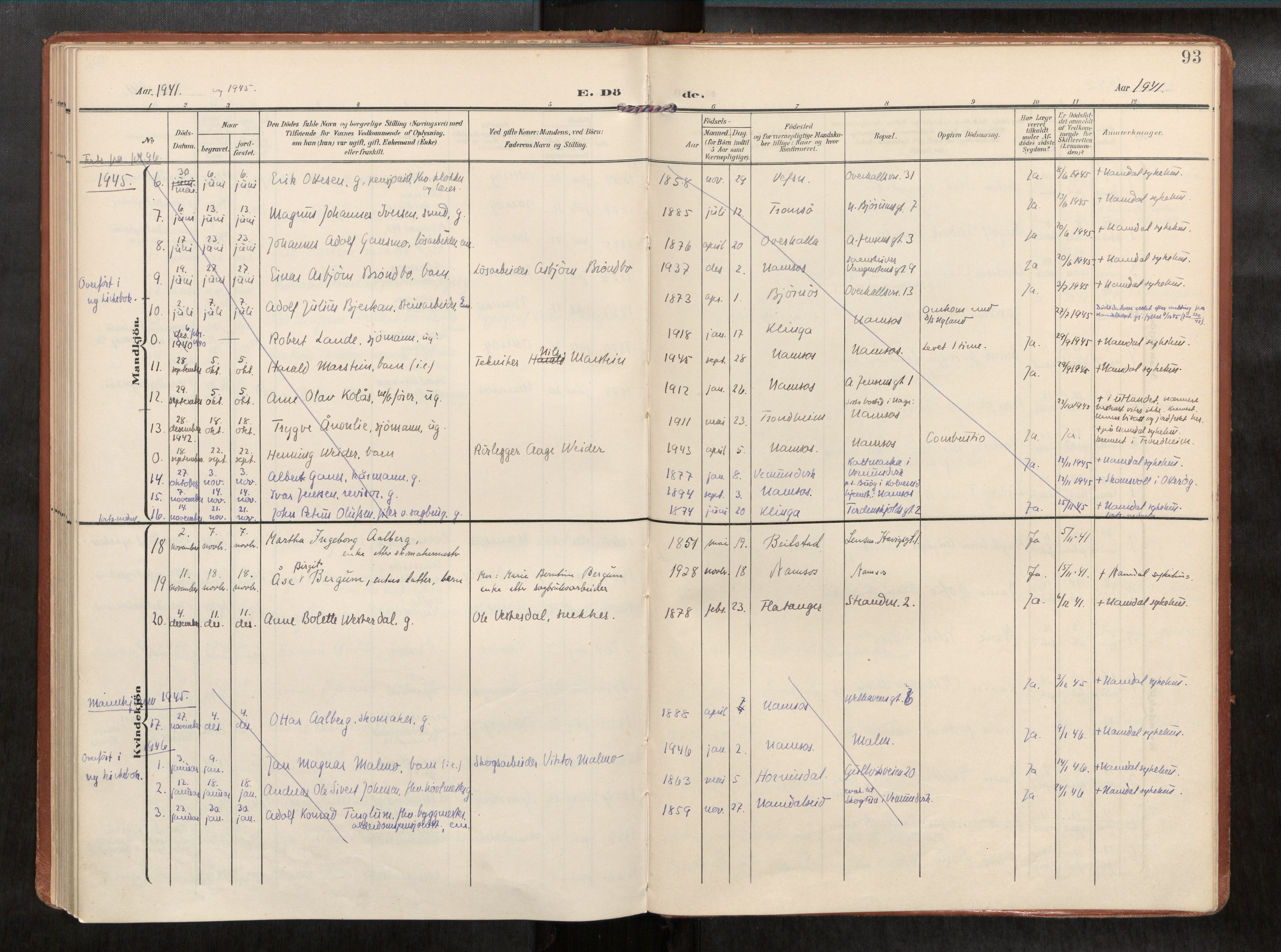 Ministerialprotokoller, klokkerbøker og fødselsregistre - Nord-Trøndelag, AV/SAT-A-1458/768/L0579b: Ministerialbok nr. 768A15, 1908-1945, s. 93