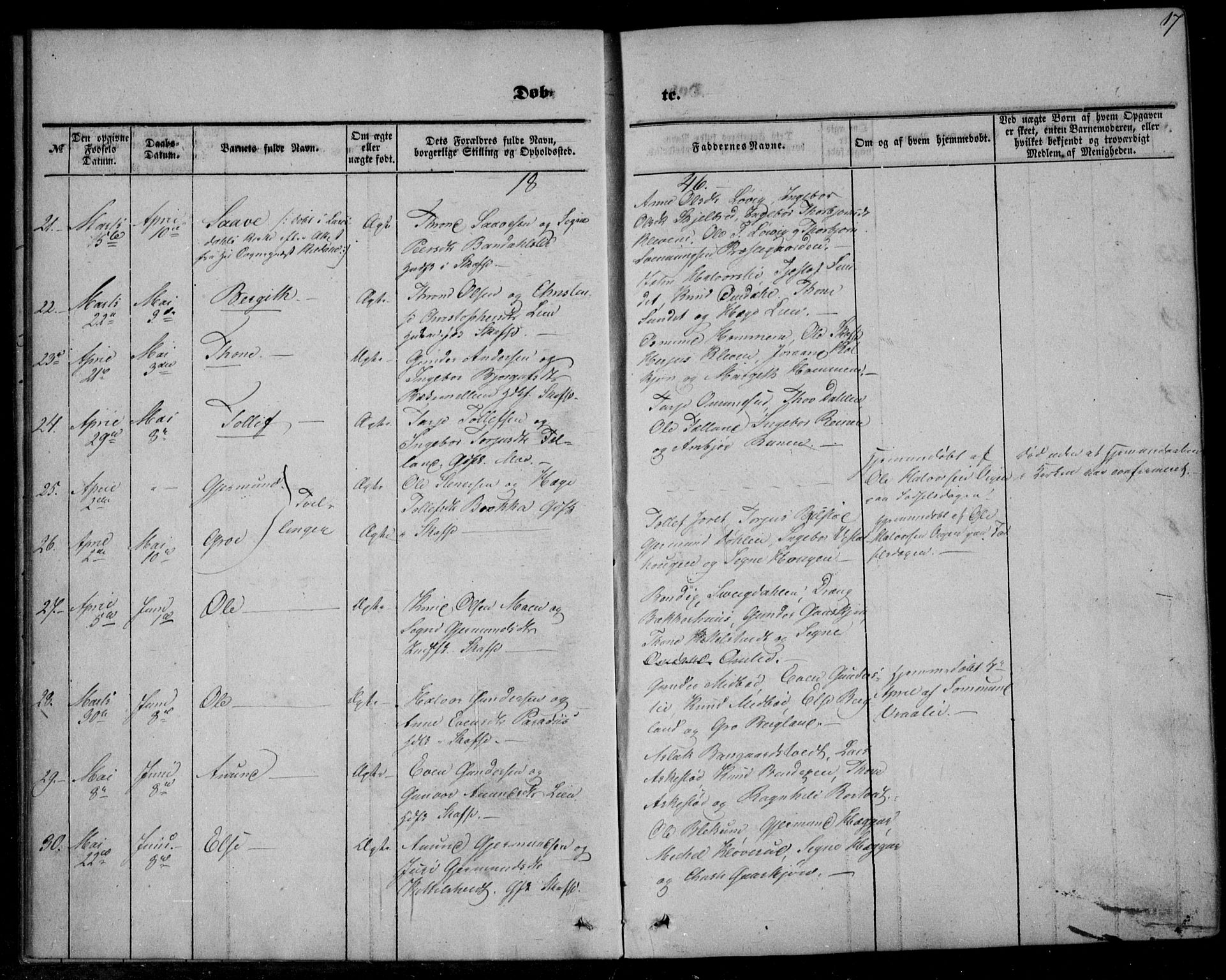 Mo kirkebøker, AV/SAKO-A-286/F/Fa/L0005: Ministerialbok nr. I 5, 1844-1864, s. 17