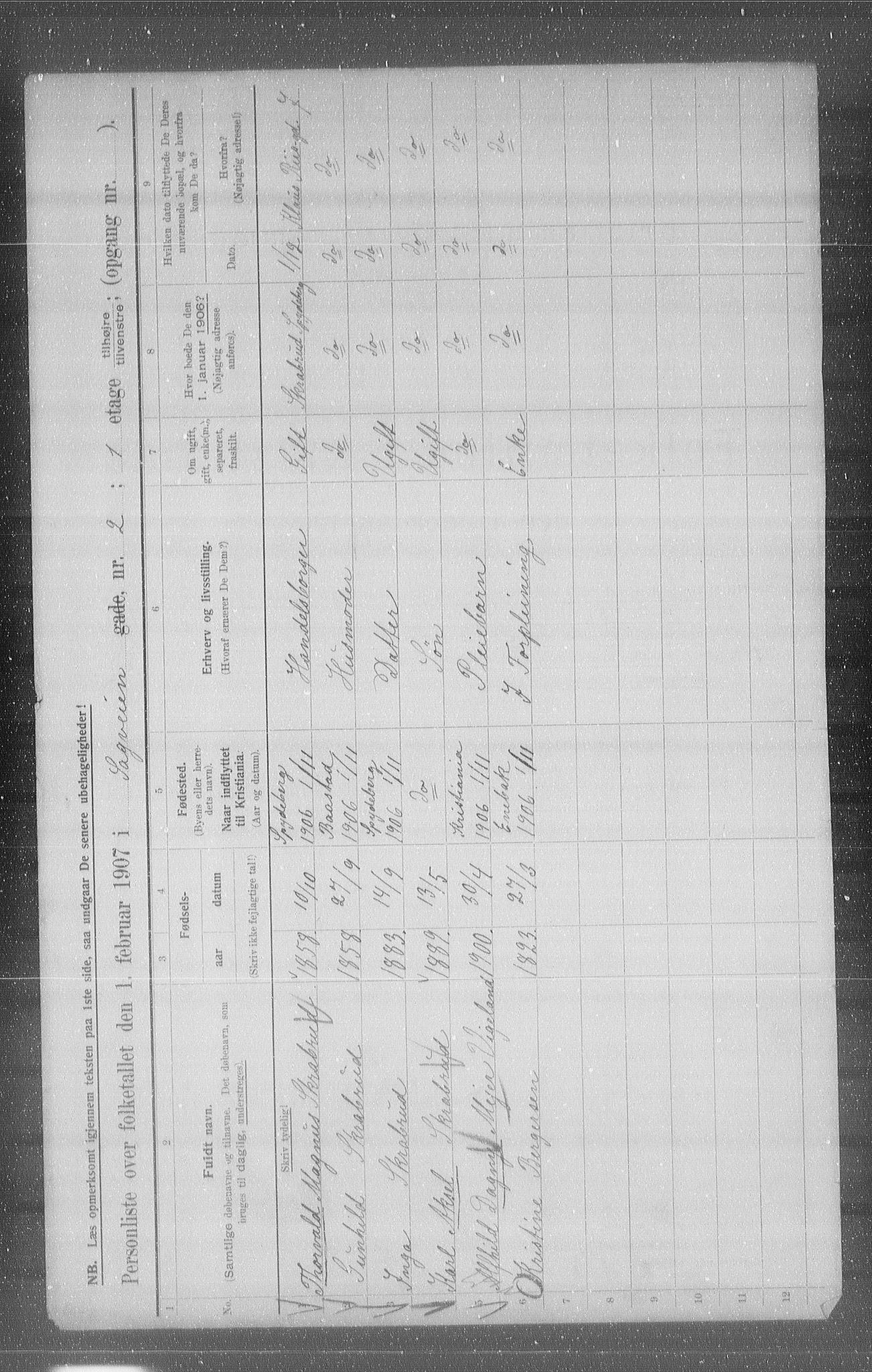 OBA, Kommunal folketelling 1.2.1907 for Kristiania kjøpstad, 1907, s. 44171