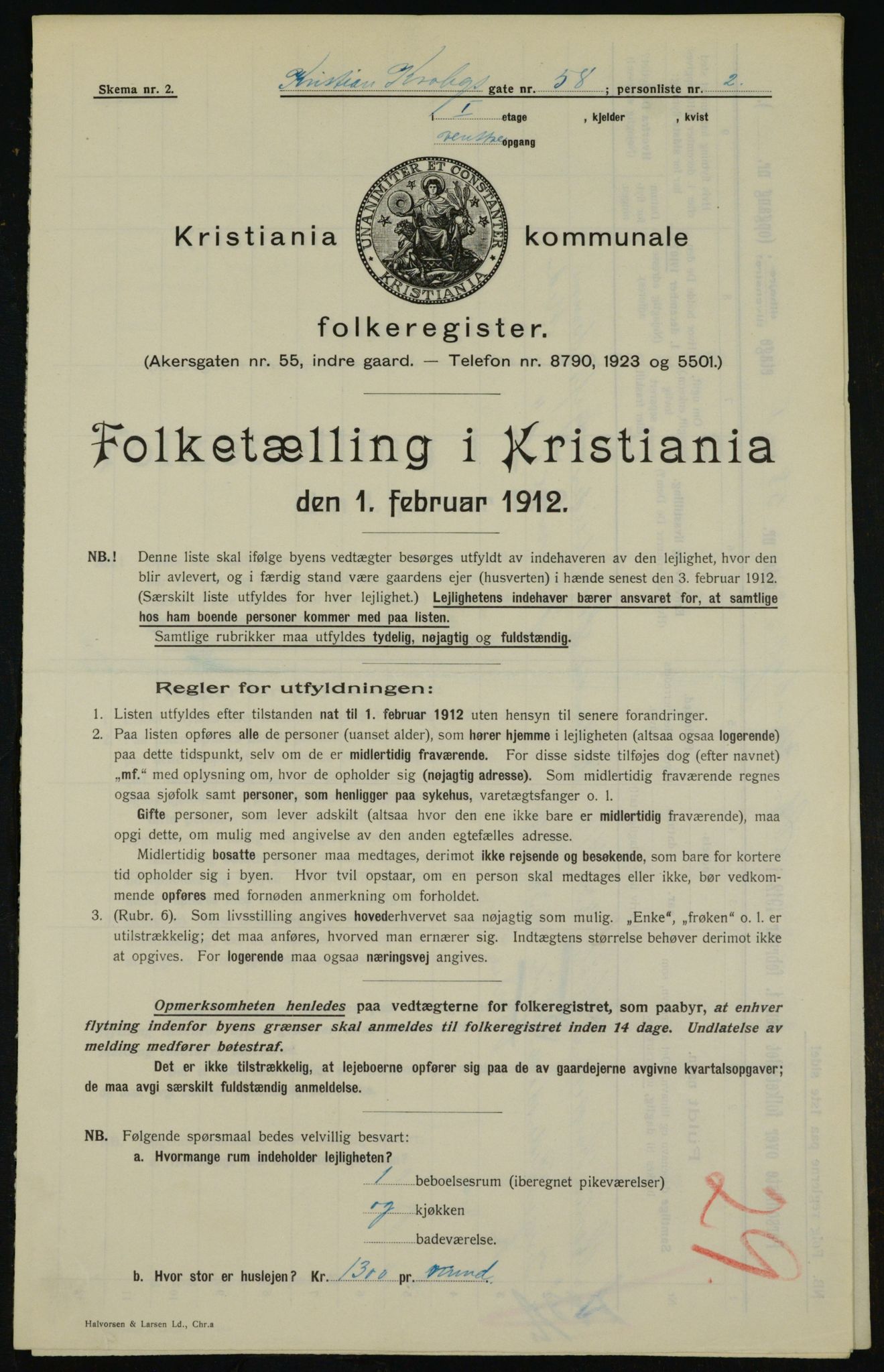 OBA, Kommunal folketelling 1.2.1912 for Kristiania, 1912, s. 12219