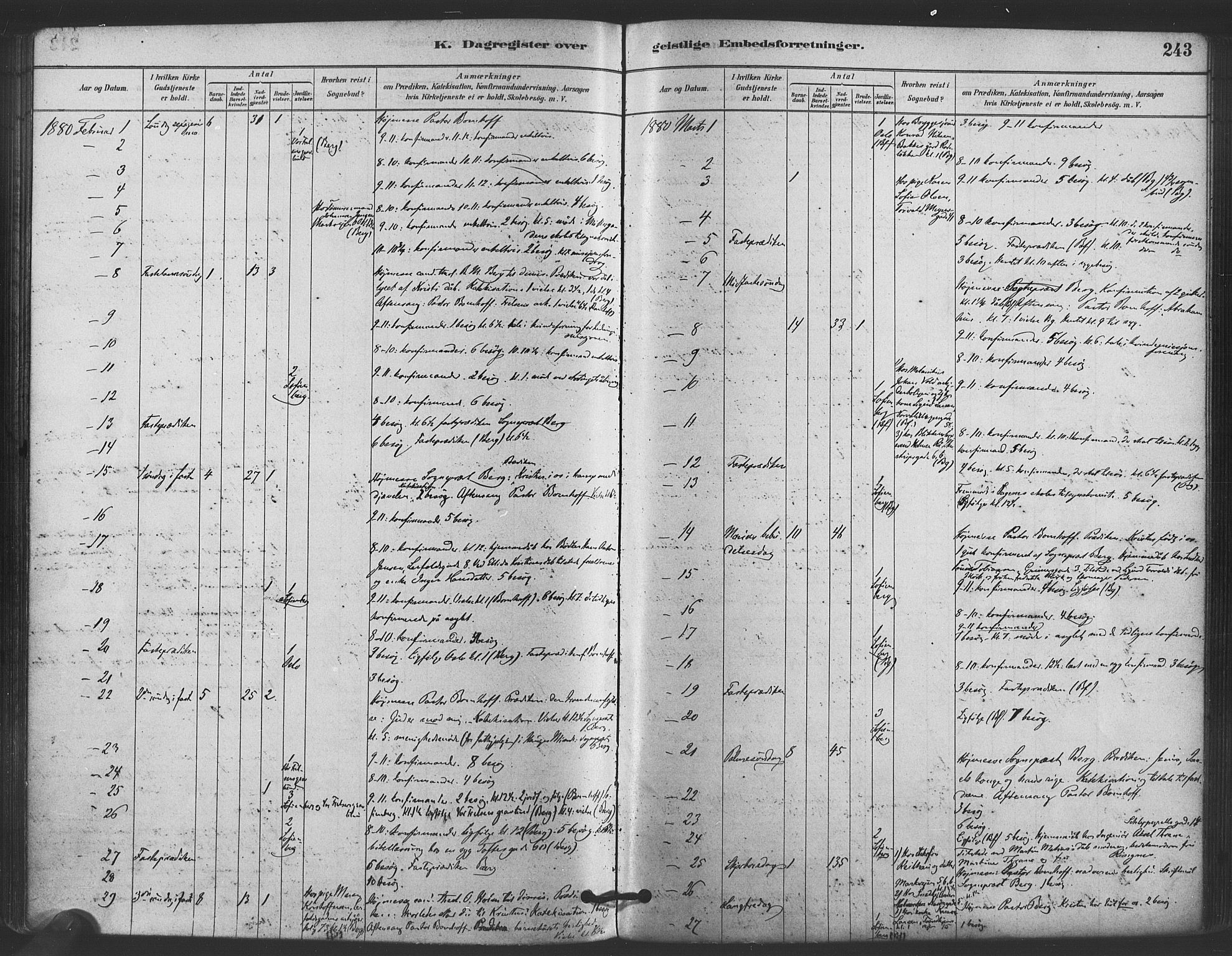 Paulus prestekontor Kirkebøker, AV/SAO-A-10871/F/Fa/L0005: Ministerialbok nr. 5, 1879-1889, s. 243