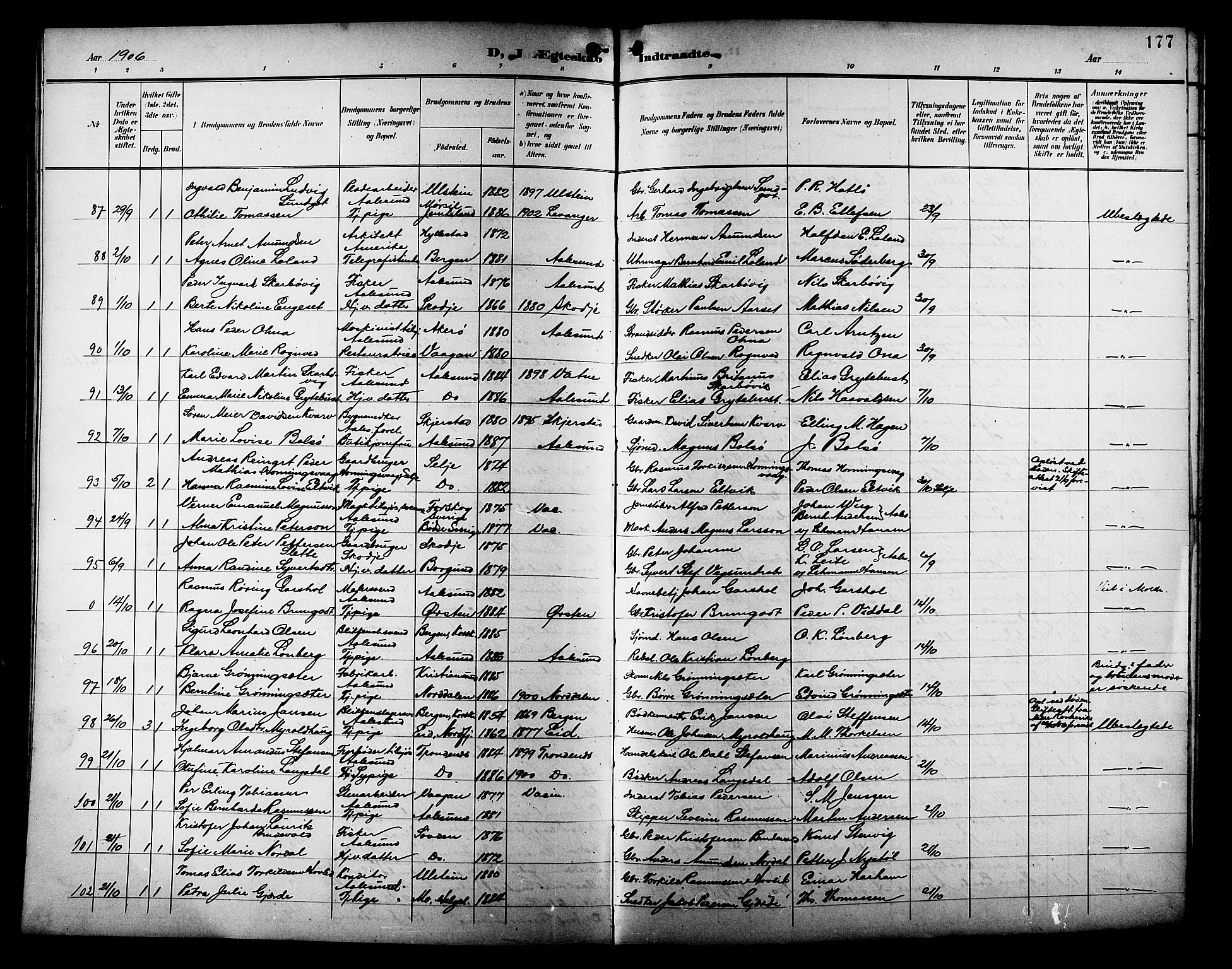 Ministerialprotokoller, klokkerbøker og fødselsregistre - Møre og Romsdal, AV/SAT-A-1454/529/L0469: Klokkerbok nr. 529C06, 1898-1906, s. 177