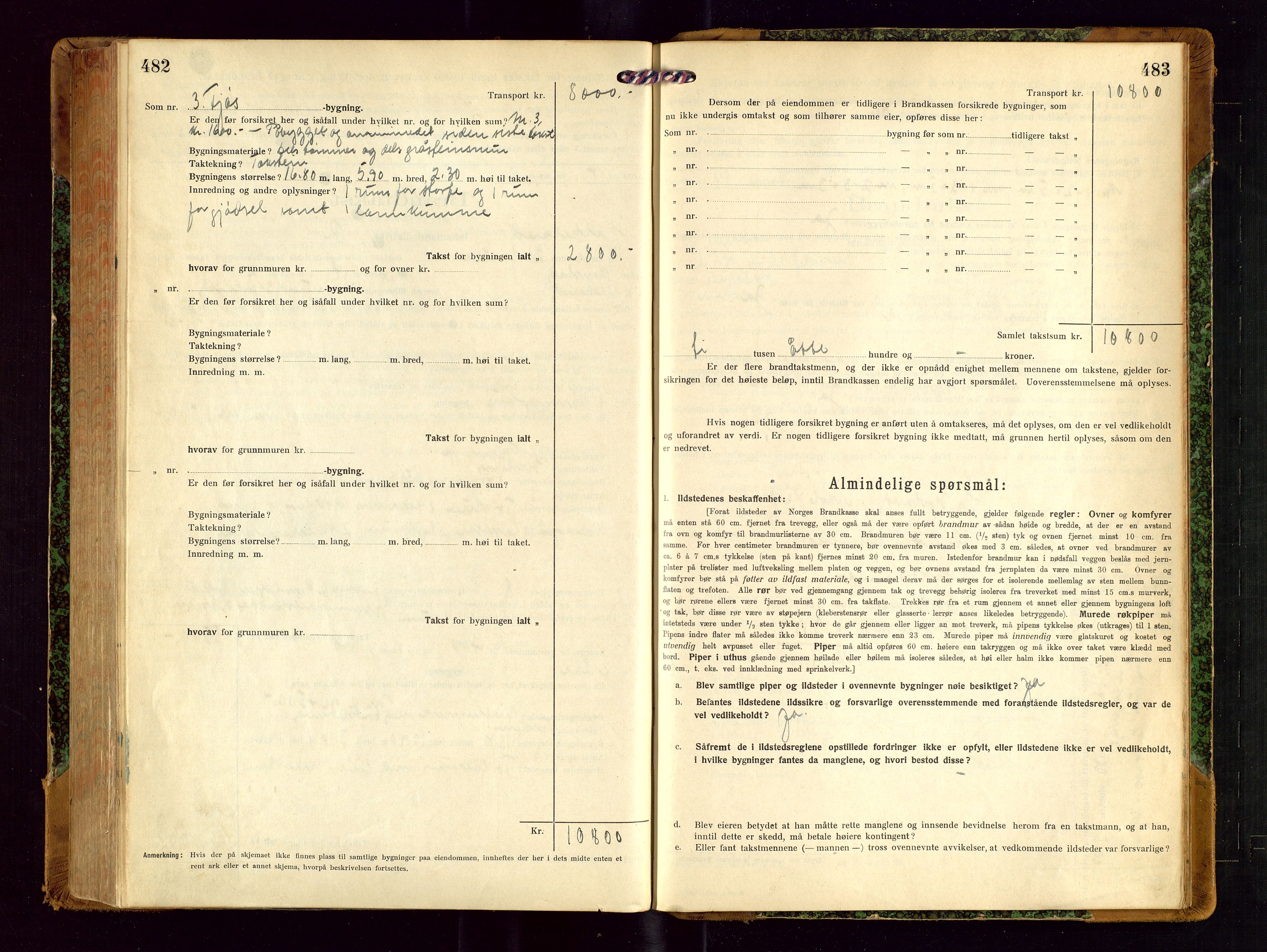 Helleland lensmannskontor, AV/SAST-A-100209/Gob/L0002: "Brandtakstprotokoll", 1921-1930, s. 482-483