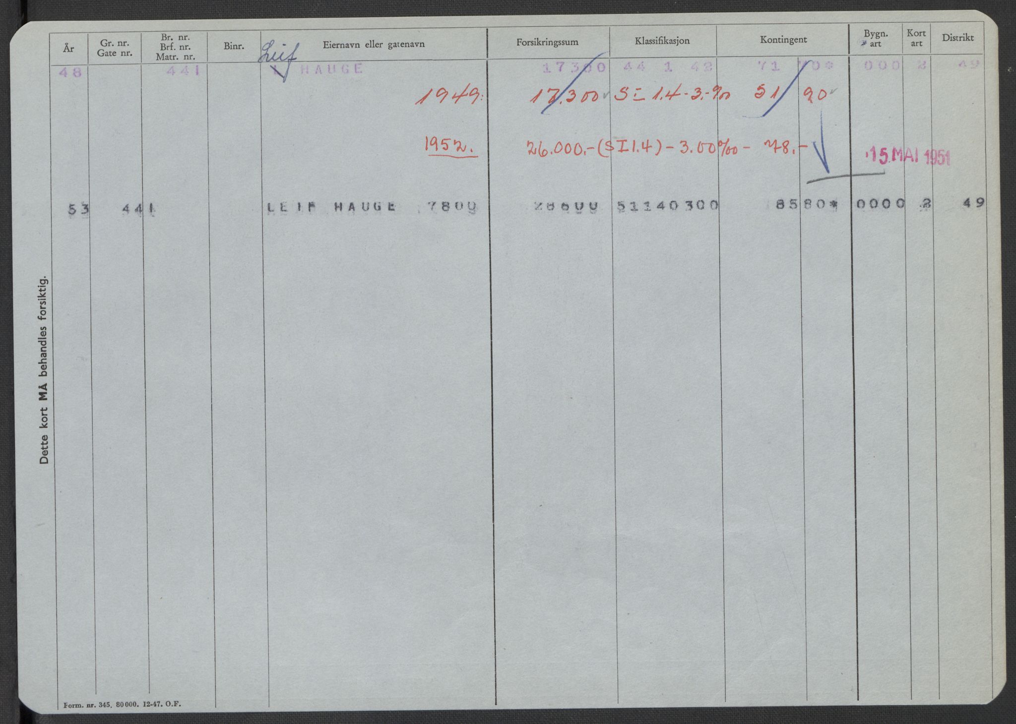 Norges Brannkasse, AV/RA-S-1549/E/Eu/L0008: Branntakster for Vadsø, 1893-1957, s. 260