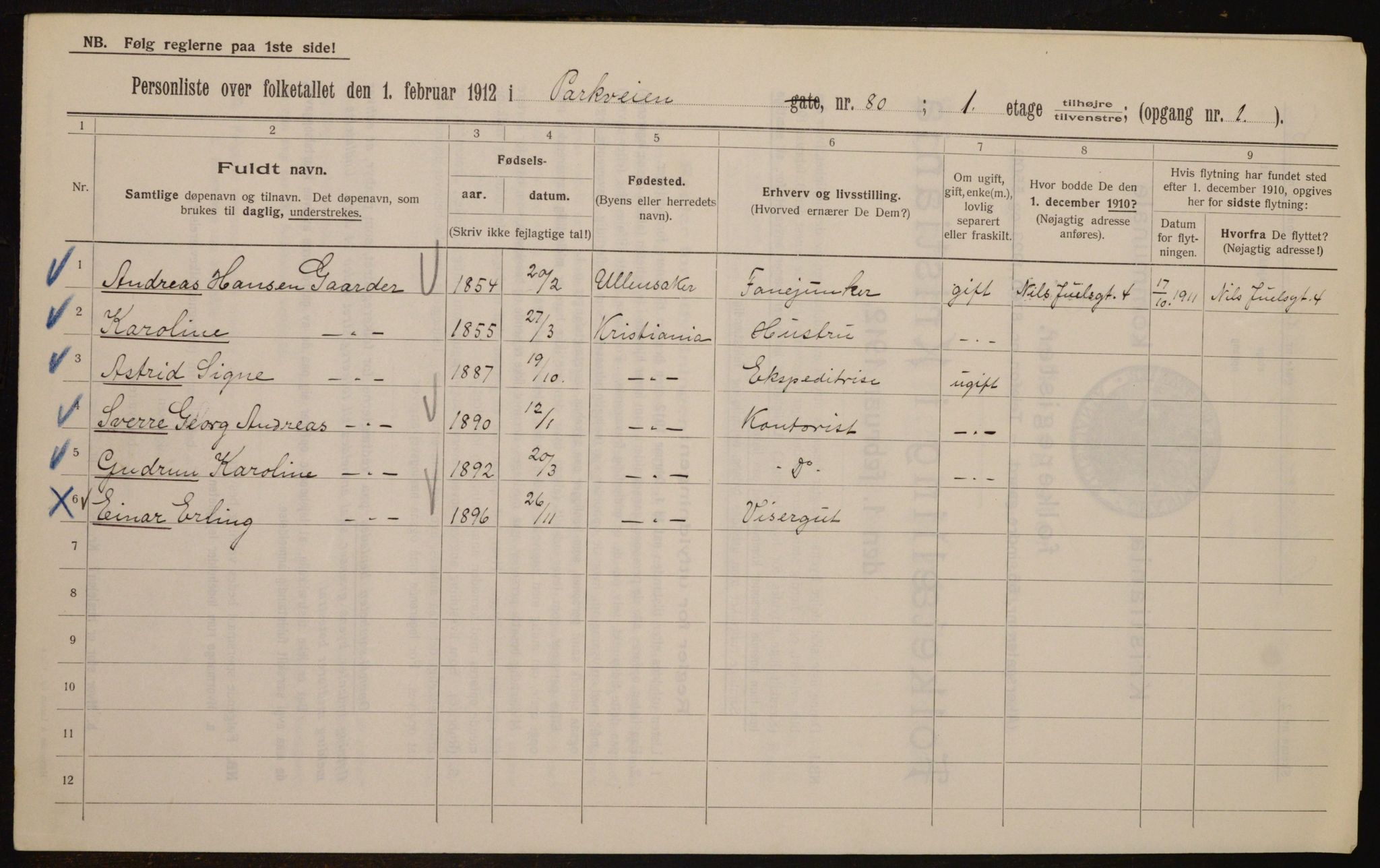 OBA, Kommunal folketelling 1.2.1912 for Kristiania, 1912, s. 79118