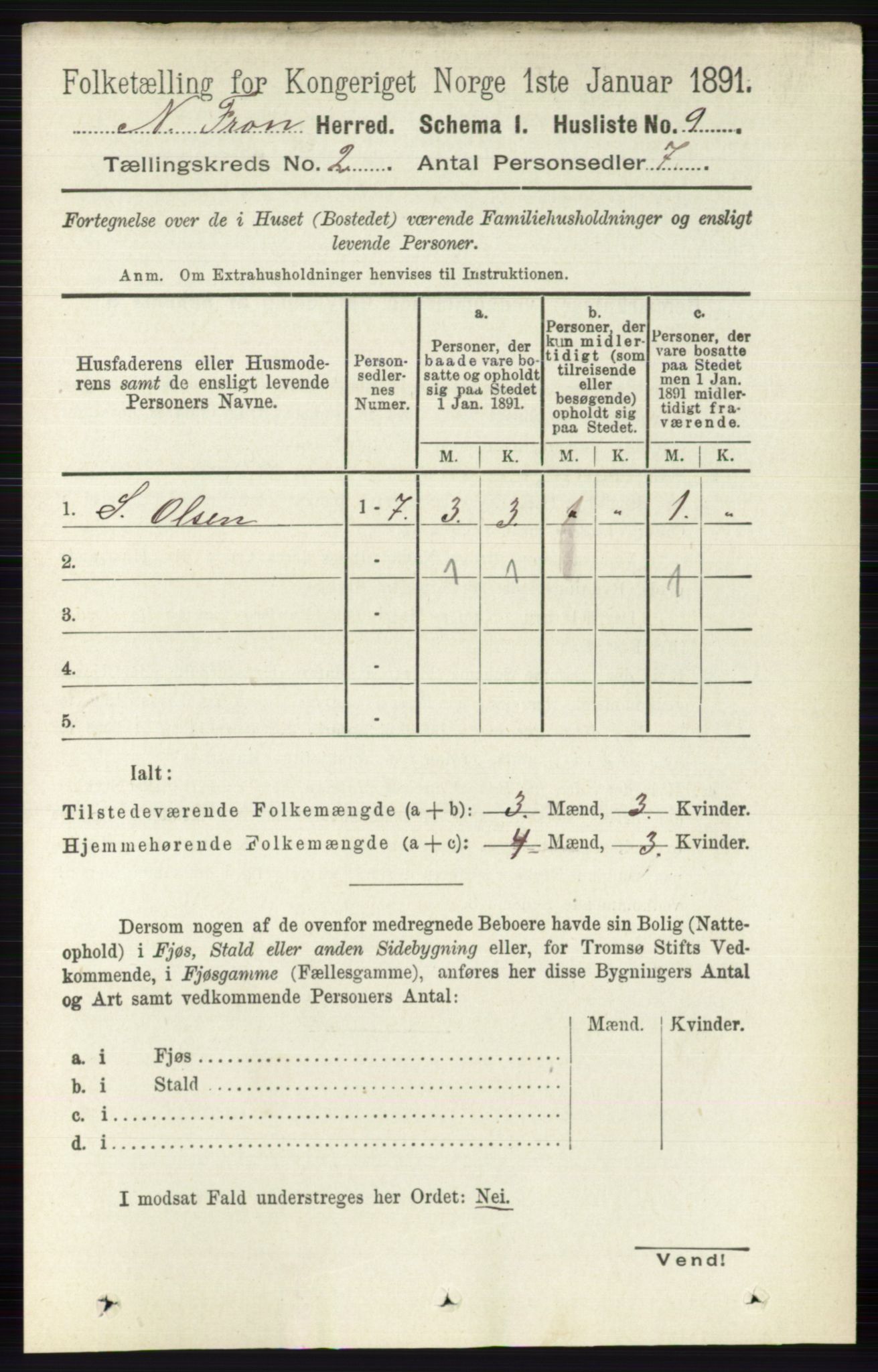 RA, Folketelling 1891 for 0518 Nord-Fron herred, 1891, s. 280