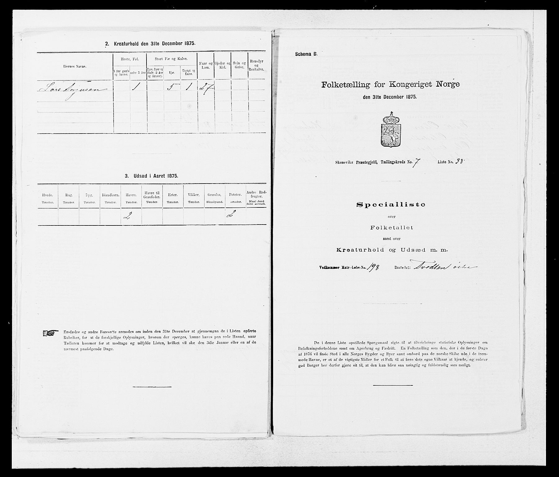 SAB, Folketelling 1875 for 1212P Skånevik prestegjeld, 1875, s. 854