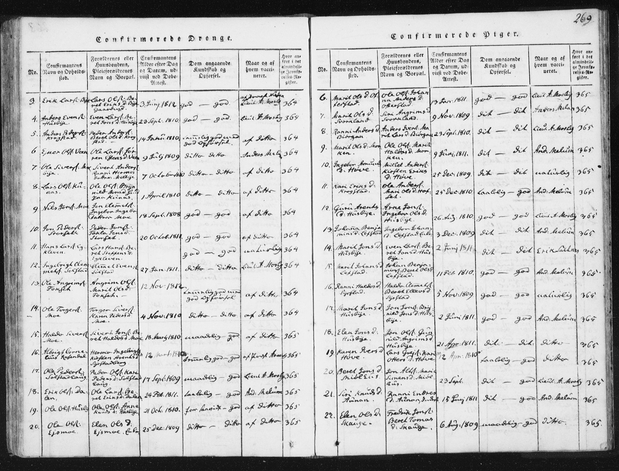 Ministerialprotokoller, klokkerbøker og fødselsregistre - Sør-Trøndelag, SAT/A-1456/665/L0770: Ministerialbok nr. 665A05, 1817-1829, s. 269