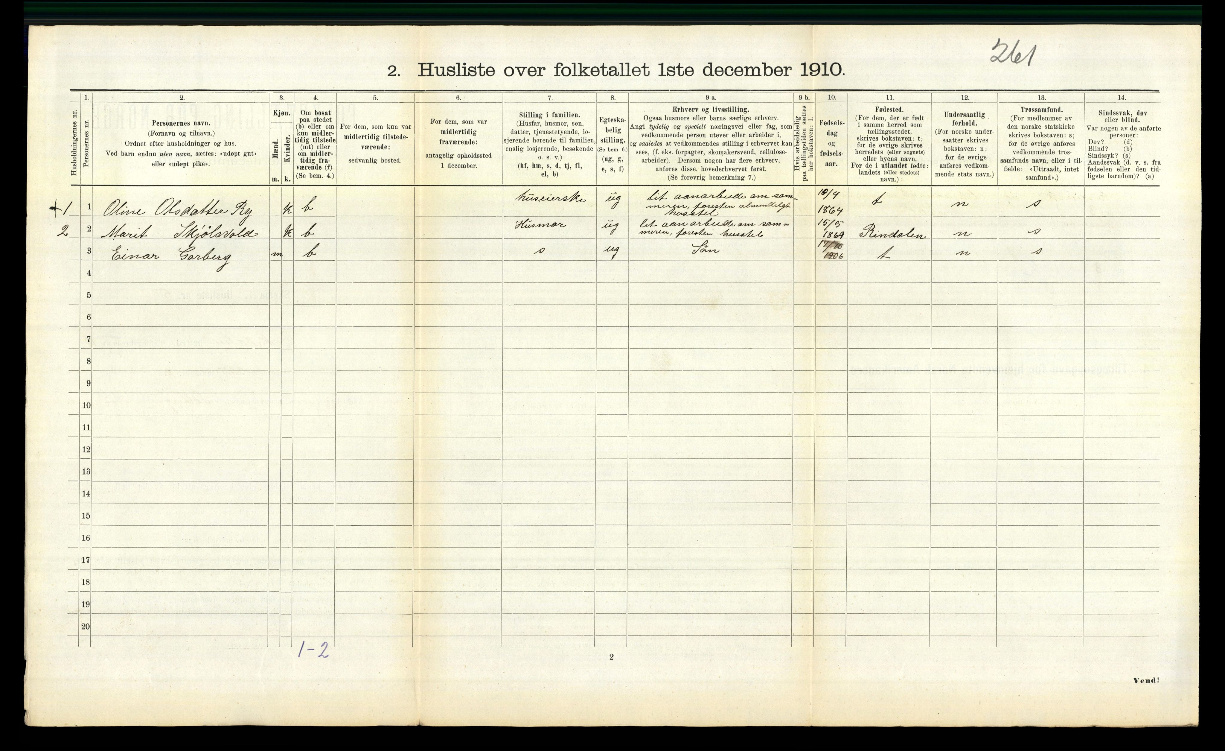 RA, Folketelling 1910 for 1638 Orkdal herred, 1910, s. 2022