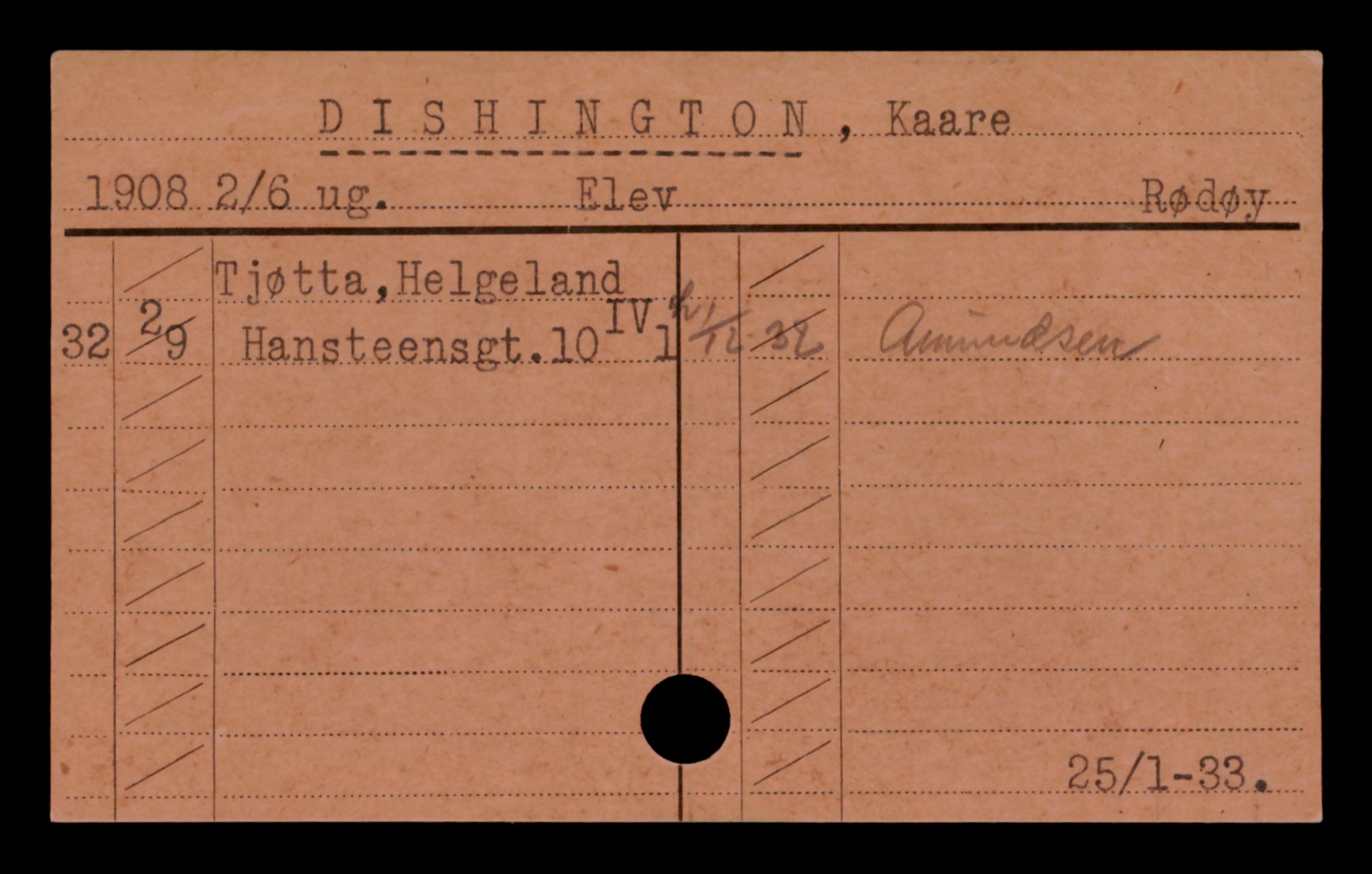 Oslo folkeregister, Registerkort, AV/SAO-A-11715/D/Da/L0015: Menn: Dinges Georg - Eilertsen Johan, 1906-1919