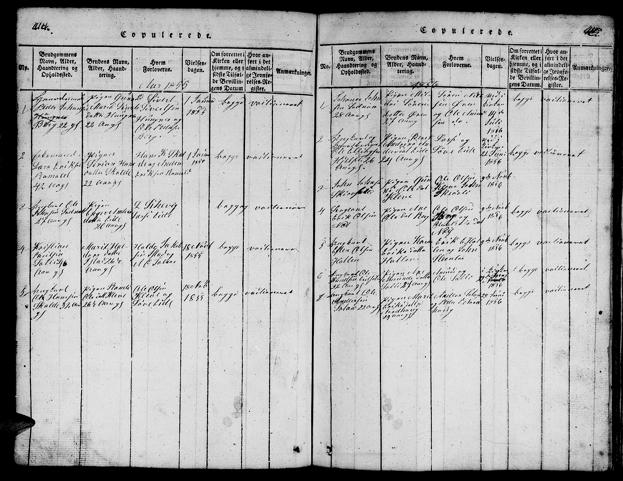 Ministerialprotokoller, klokkerbøker og fødselsregistre - Møre og Romsdal, AV/SAT-A-1454/557/L0683: Klokkerbok nr. 557C01, 1818-1862, s. 414-415