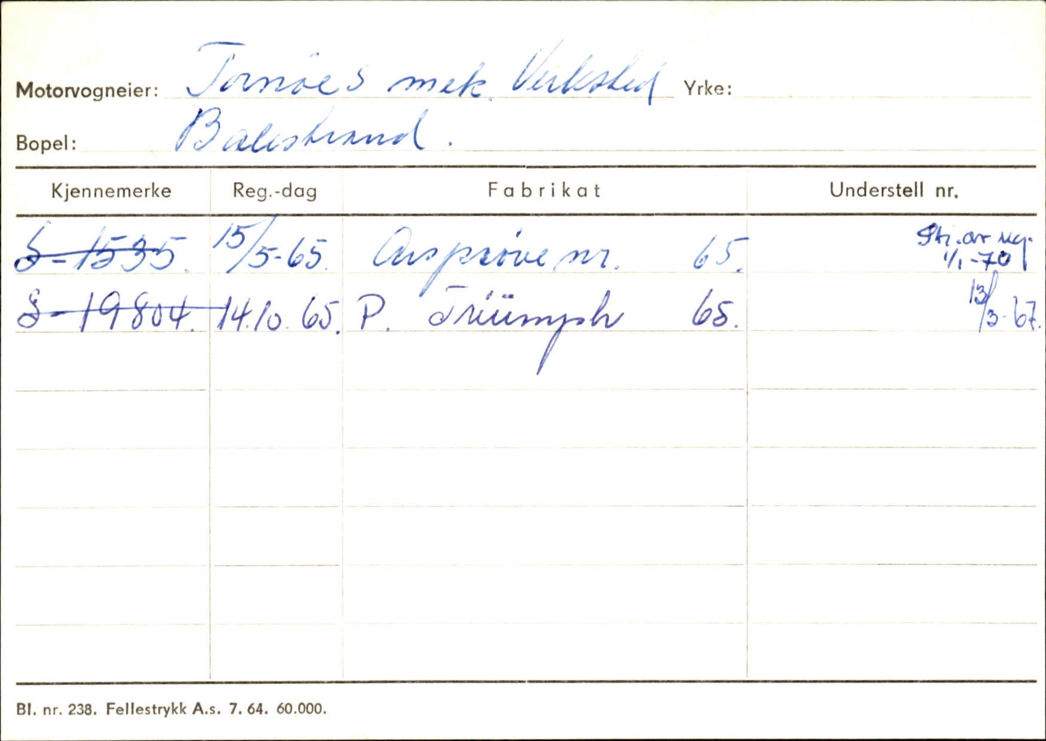 Statens vegvesen, Sogn og Fjordane vegkontor, SAB/A-5301/4/F/L0132: Eigarregister Askvoll A-Å. Balestrand A-Å, 1945-1975, s. 2465