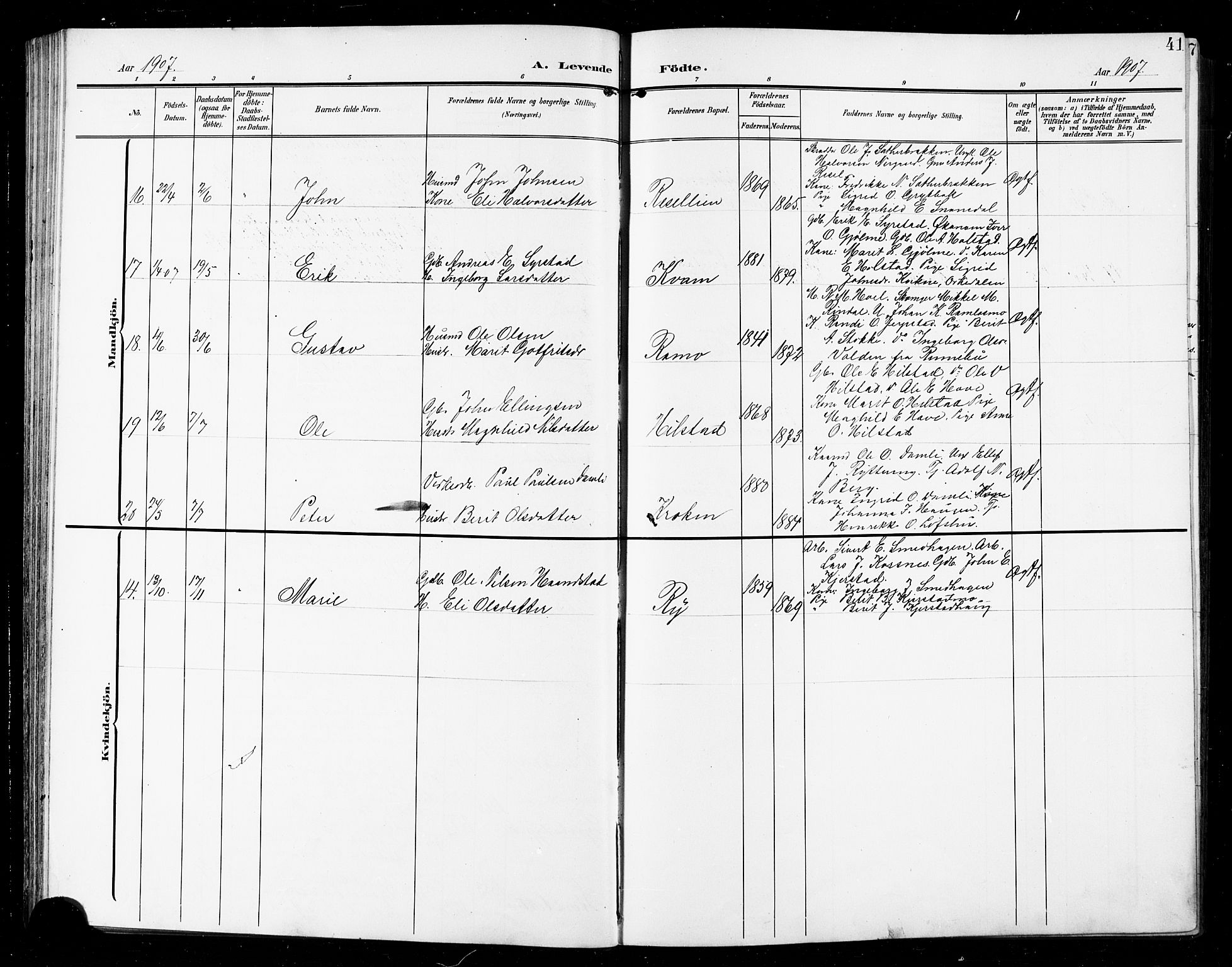 Ministerialprotokoller, klokkerbøker og fødselsregistre - Sør-Trøndelag, SAT/A-1456/672/L0864: Klokkerbok nr. 672C03, 1902-1914, s. 41