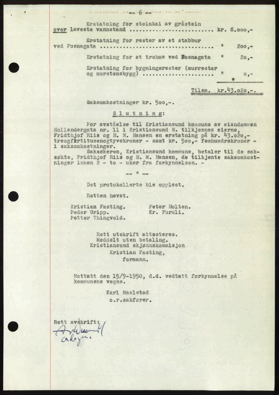 Kristiansund byfogd, AV/SAT-A-4587/A/27: Pantebok nr. 50, 1950-1950, Dagboknr: 1802/1950
